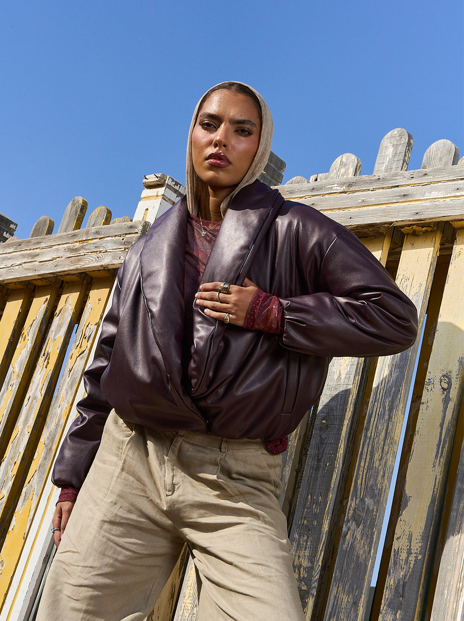 Her Armor Leather Jacket - Burgundy