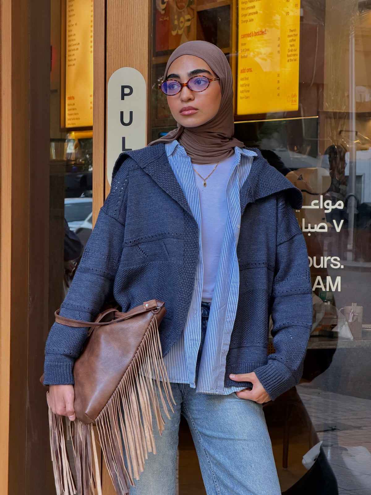 The Knit Code in navy blue