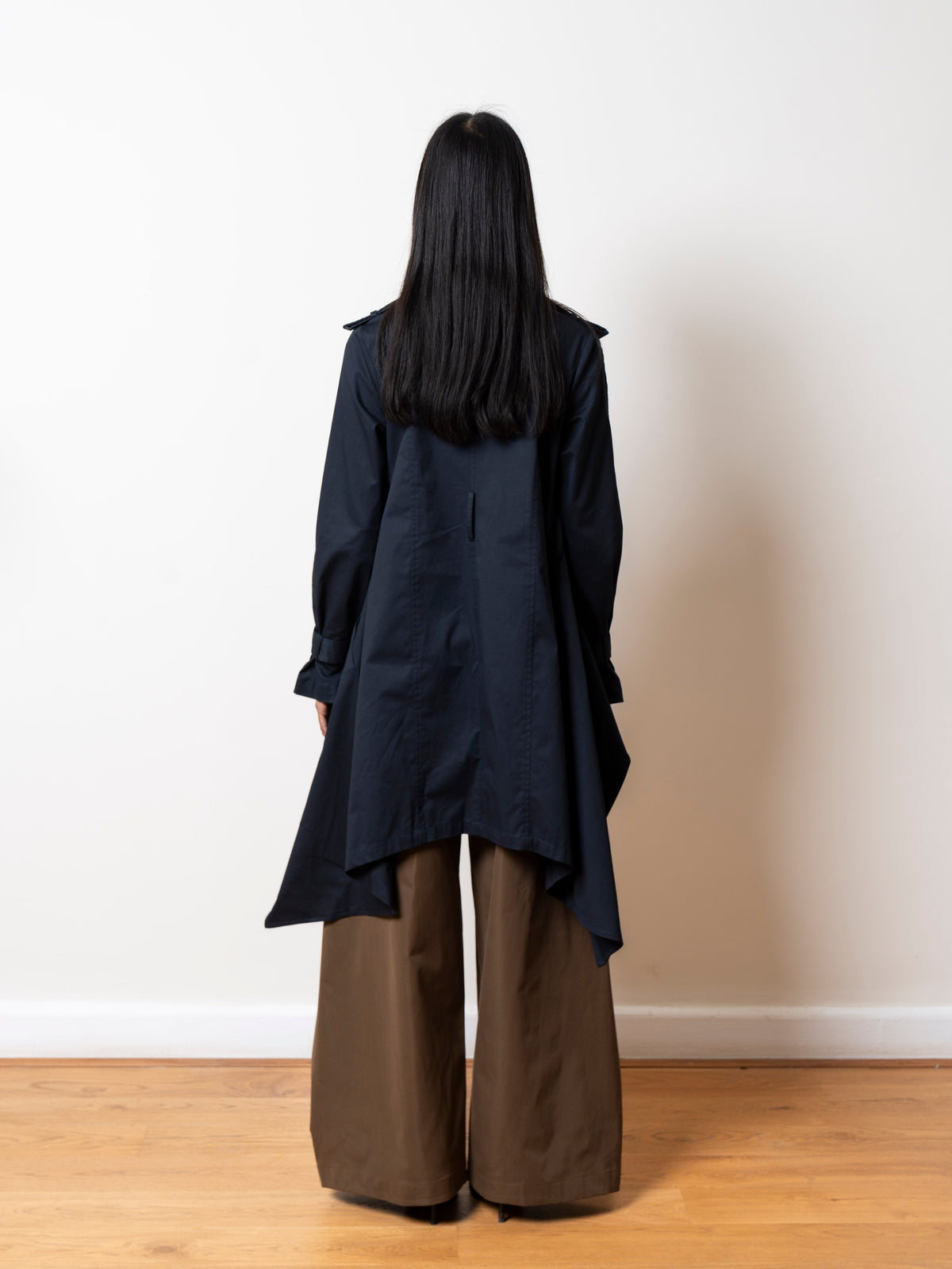 The Eclipse Coat in navy blue