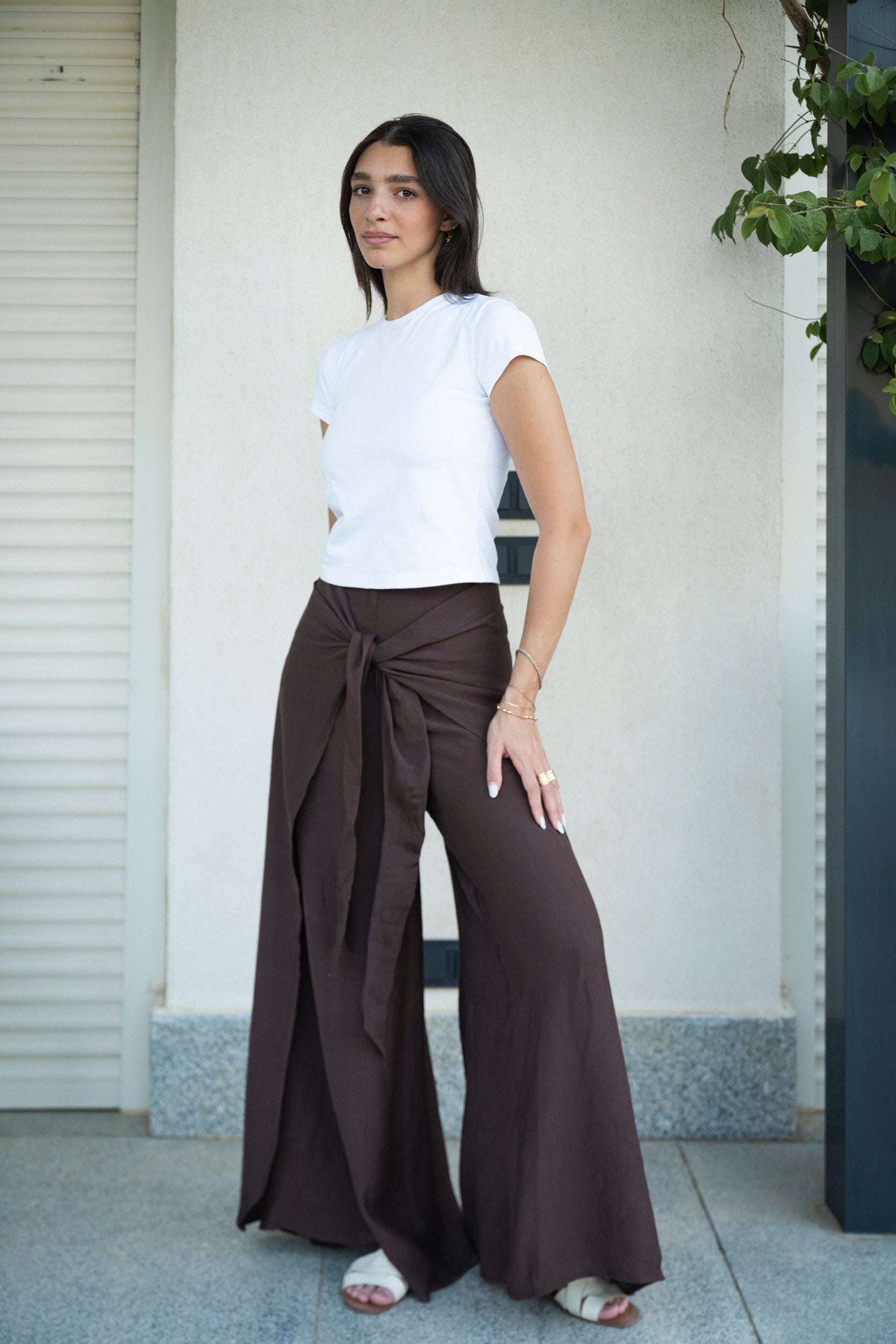 Tide Wrap Pants in Brown
