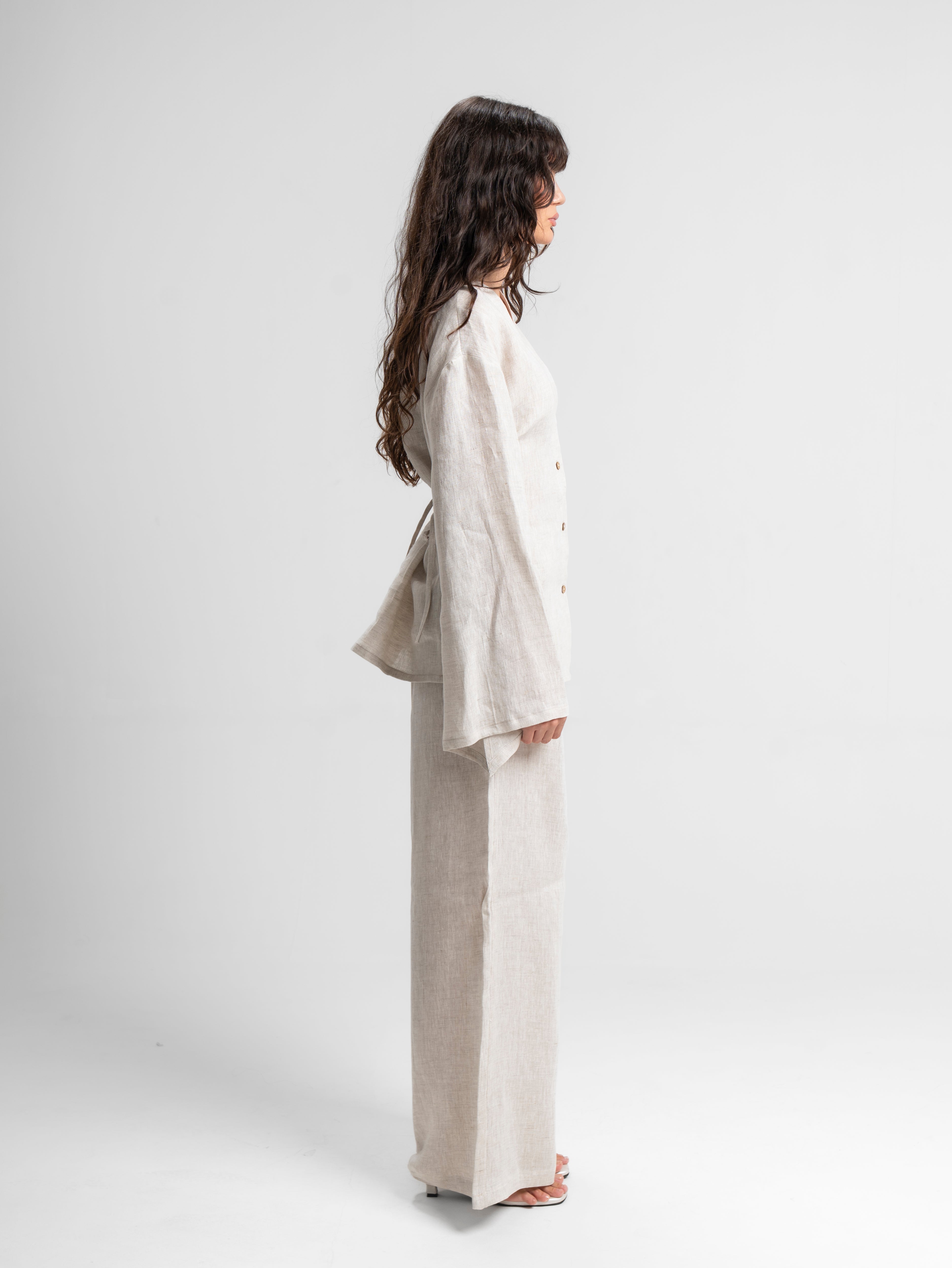 The Sculpt Linen Set in Beige