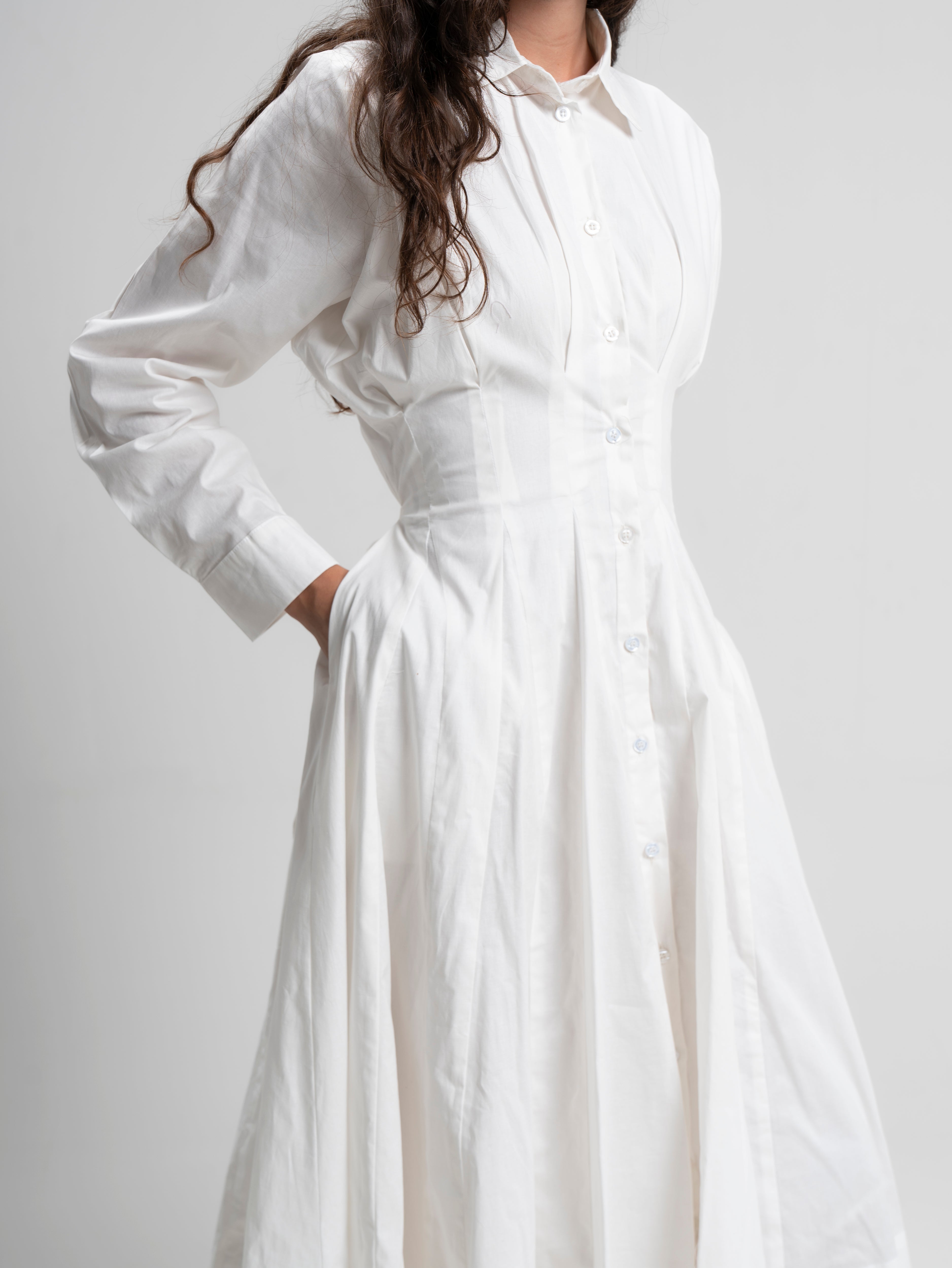 The Belle Poplin Dress in White