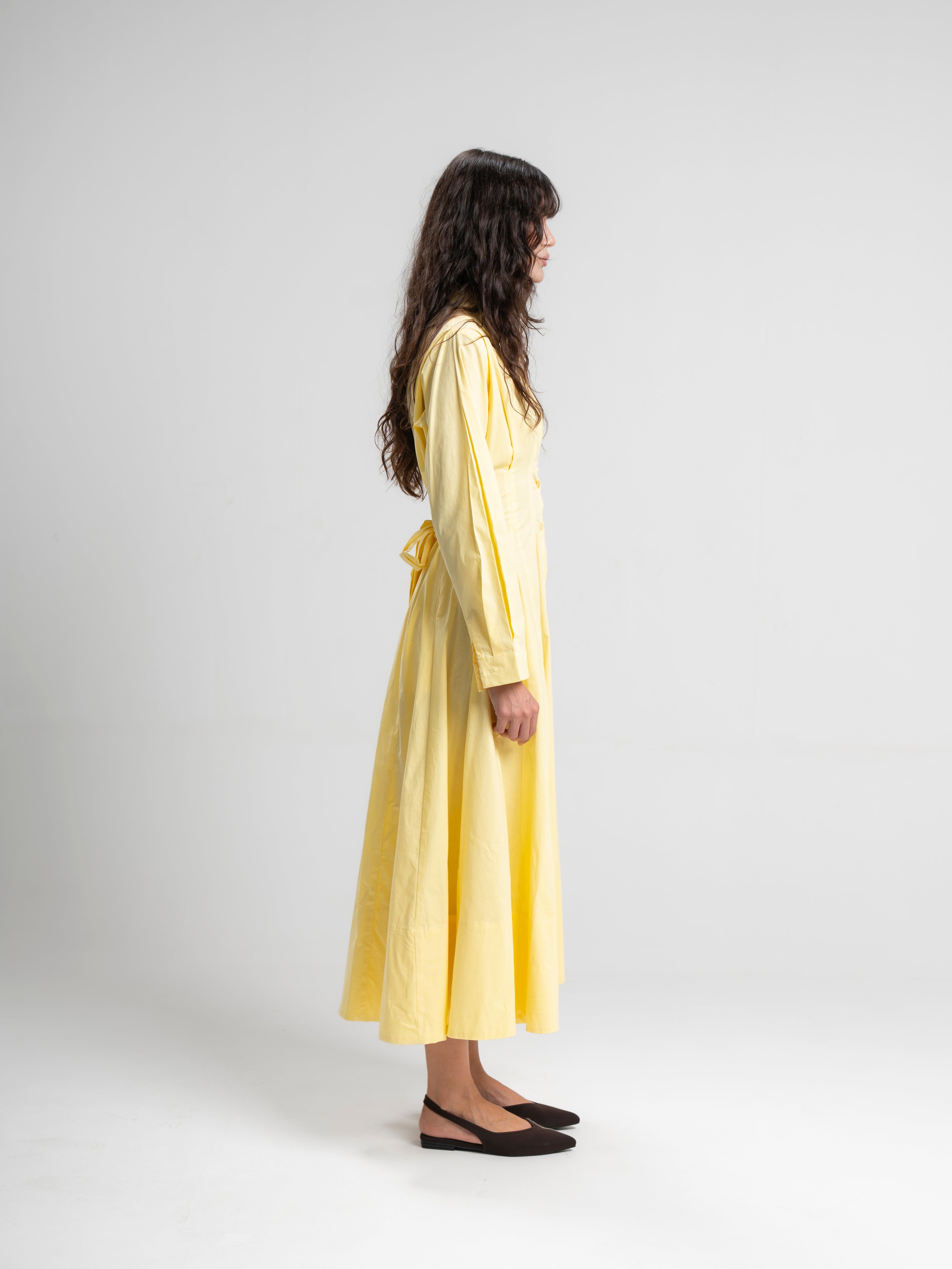 The Belle Poplin Dress in yellow