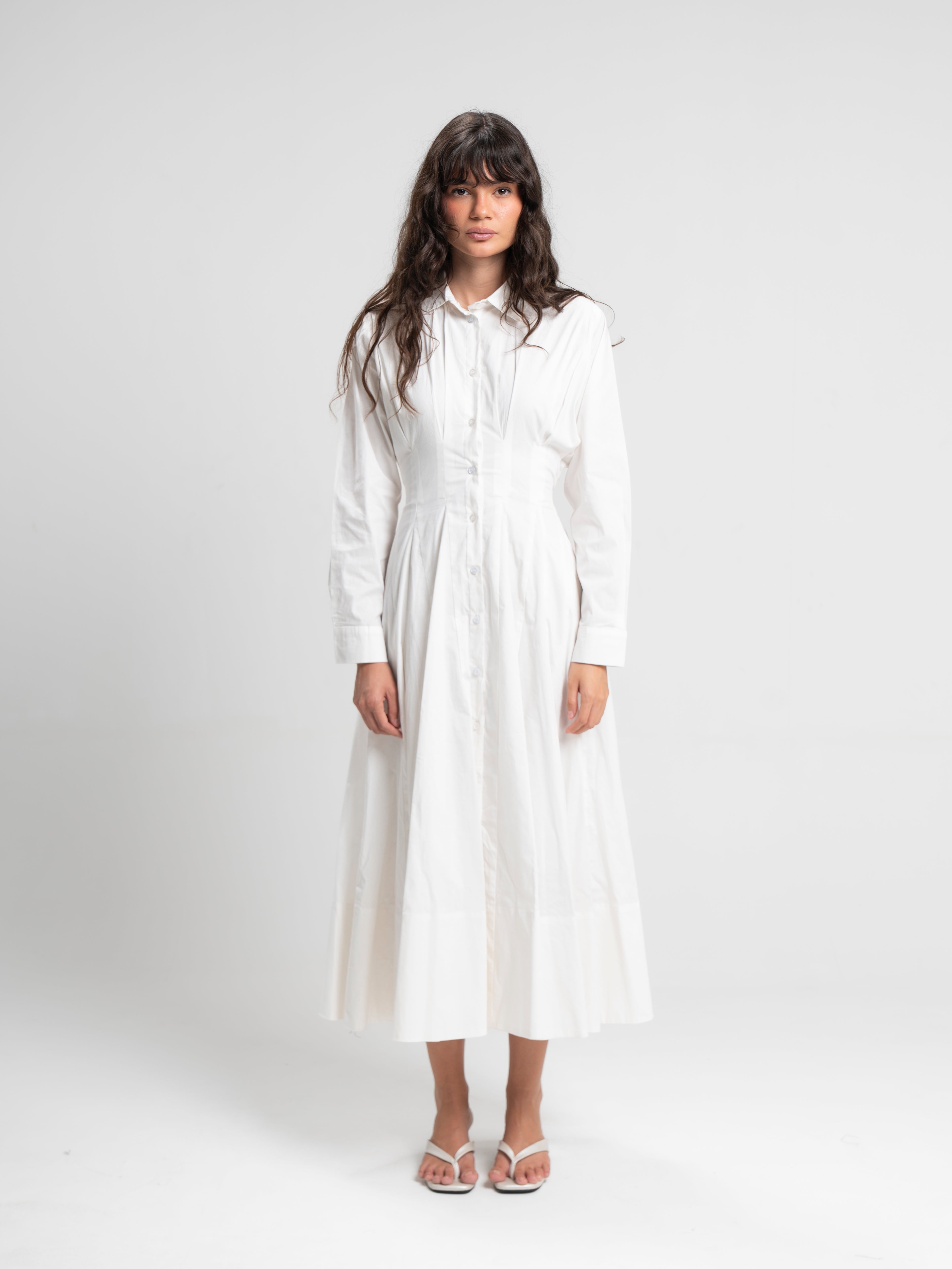 The Belle Poplin Dress in White