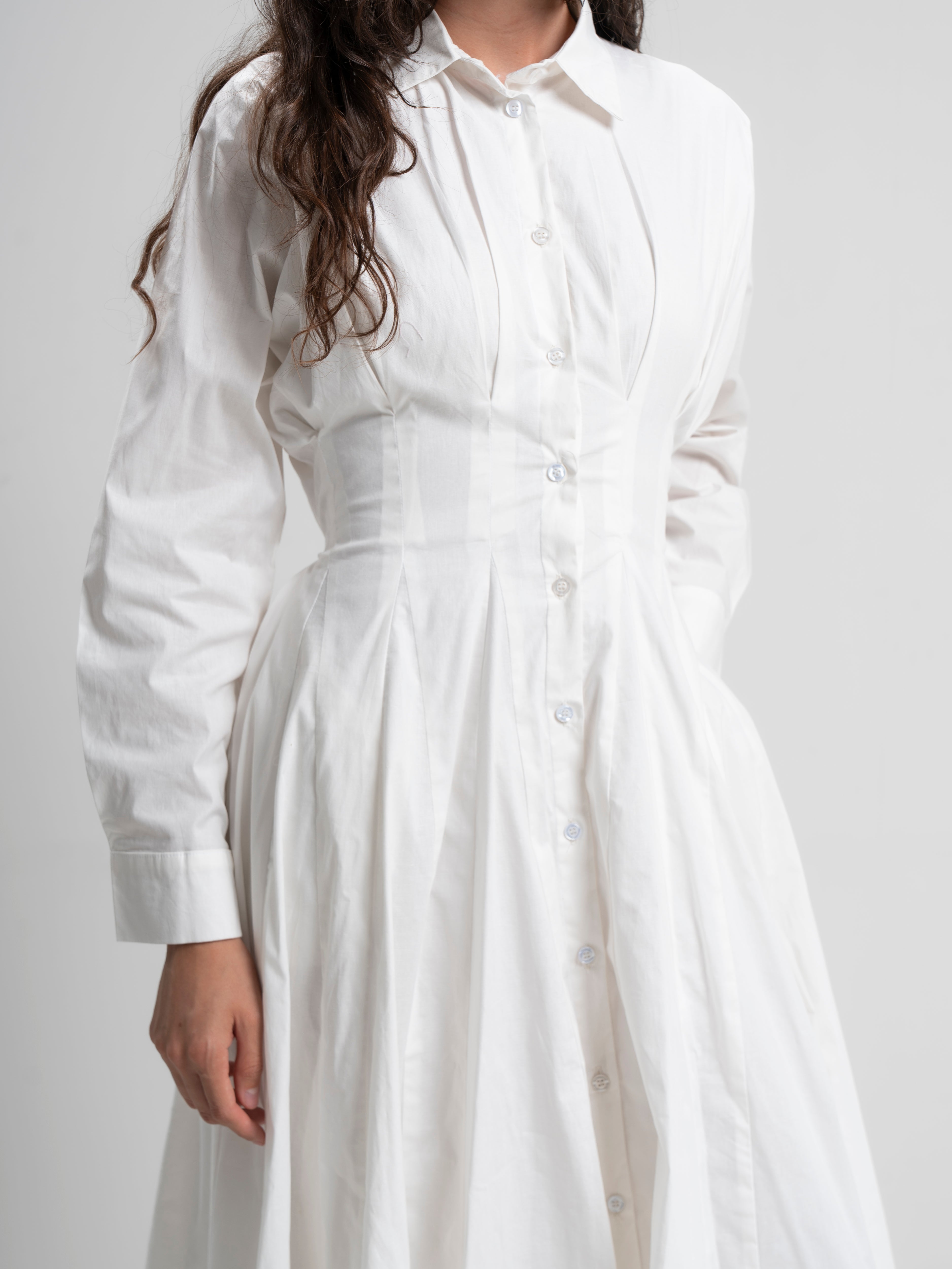 The Belle Poplin Dress in White