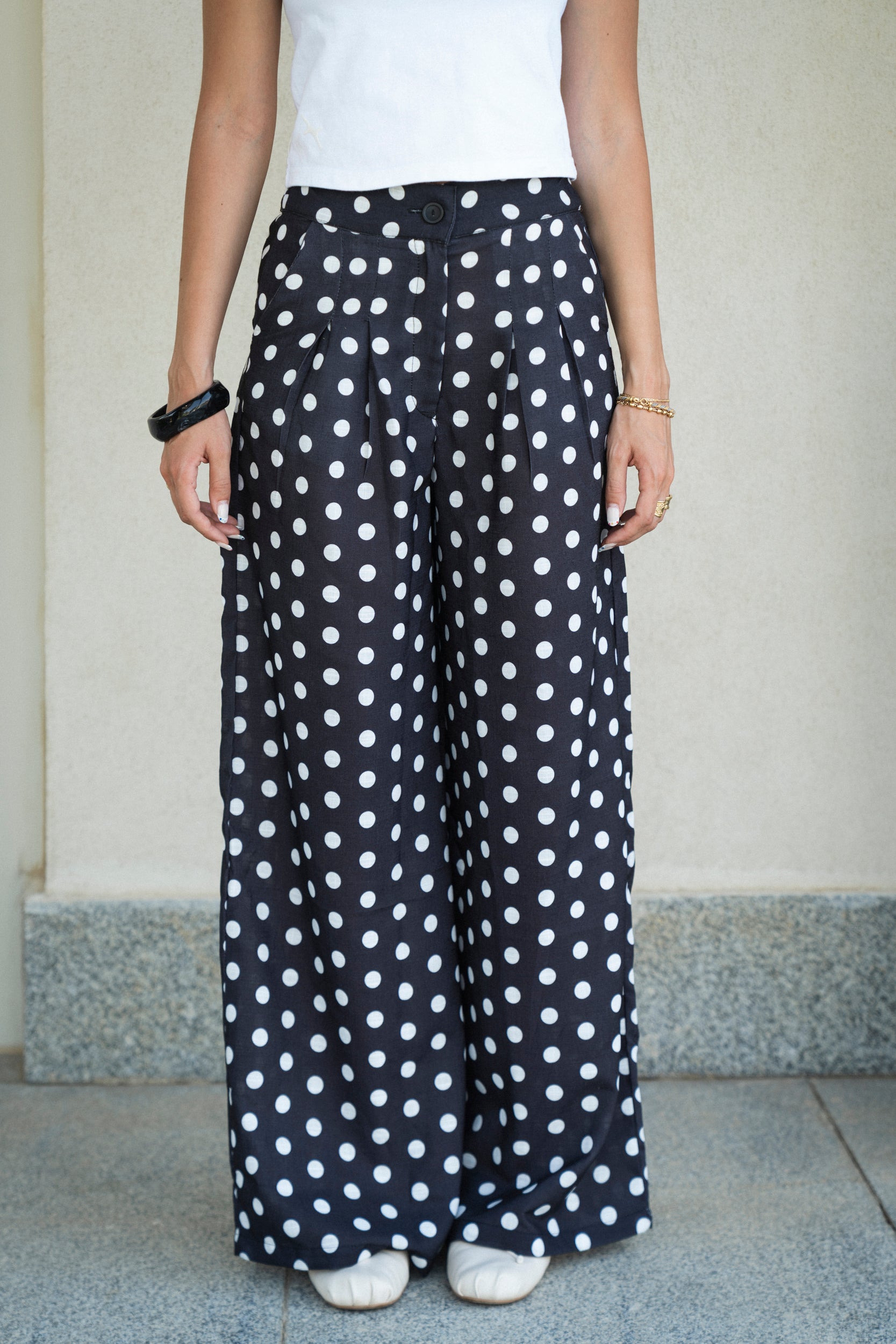 Polka Breeze Pants in Black