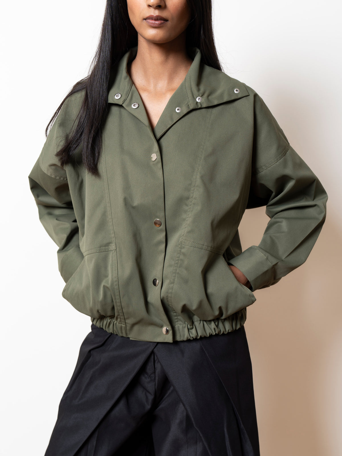 The Rebel Bomber Jacket in olive