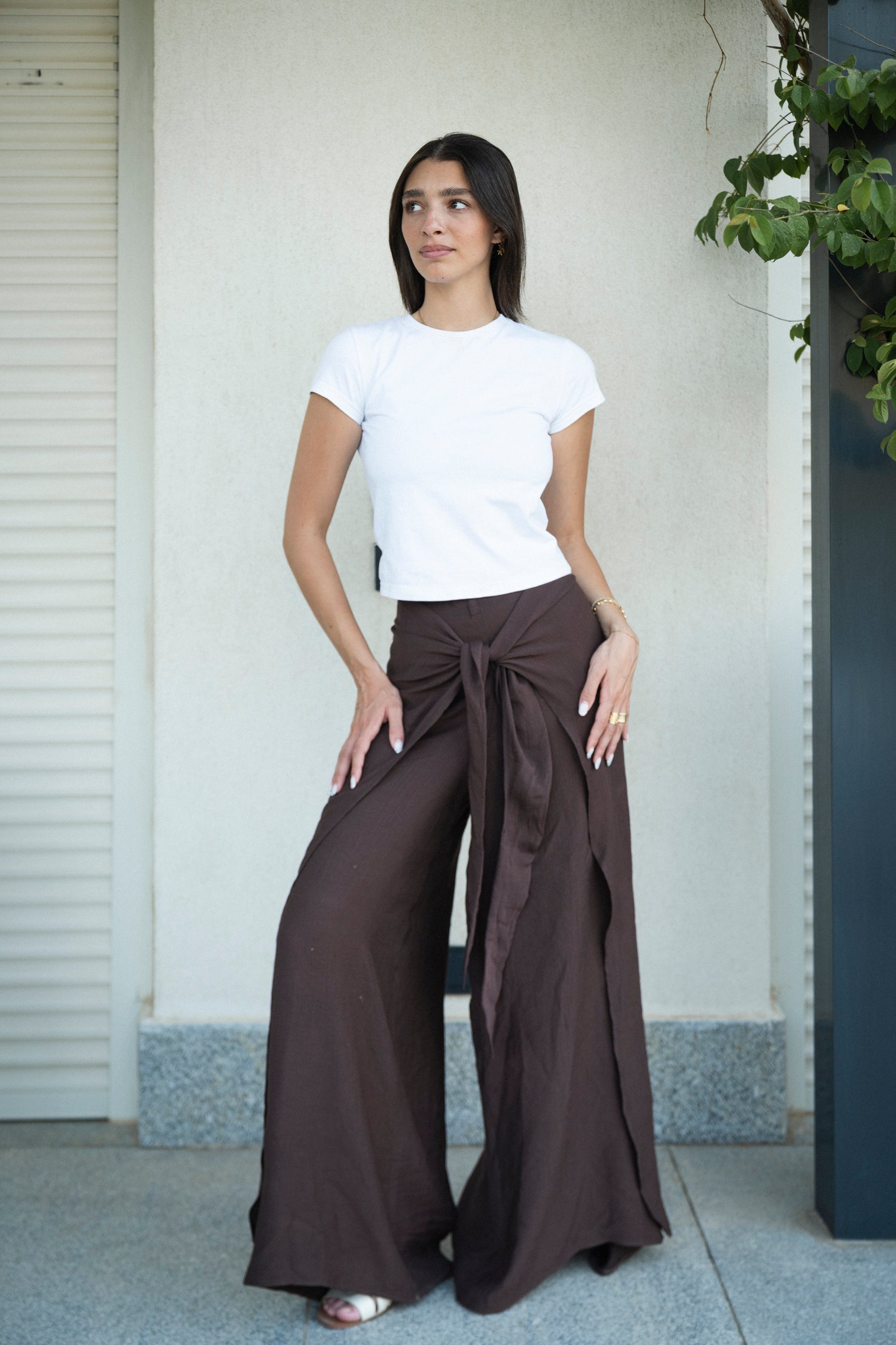 Tide Wrap Pants in Brown