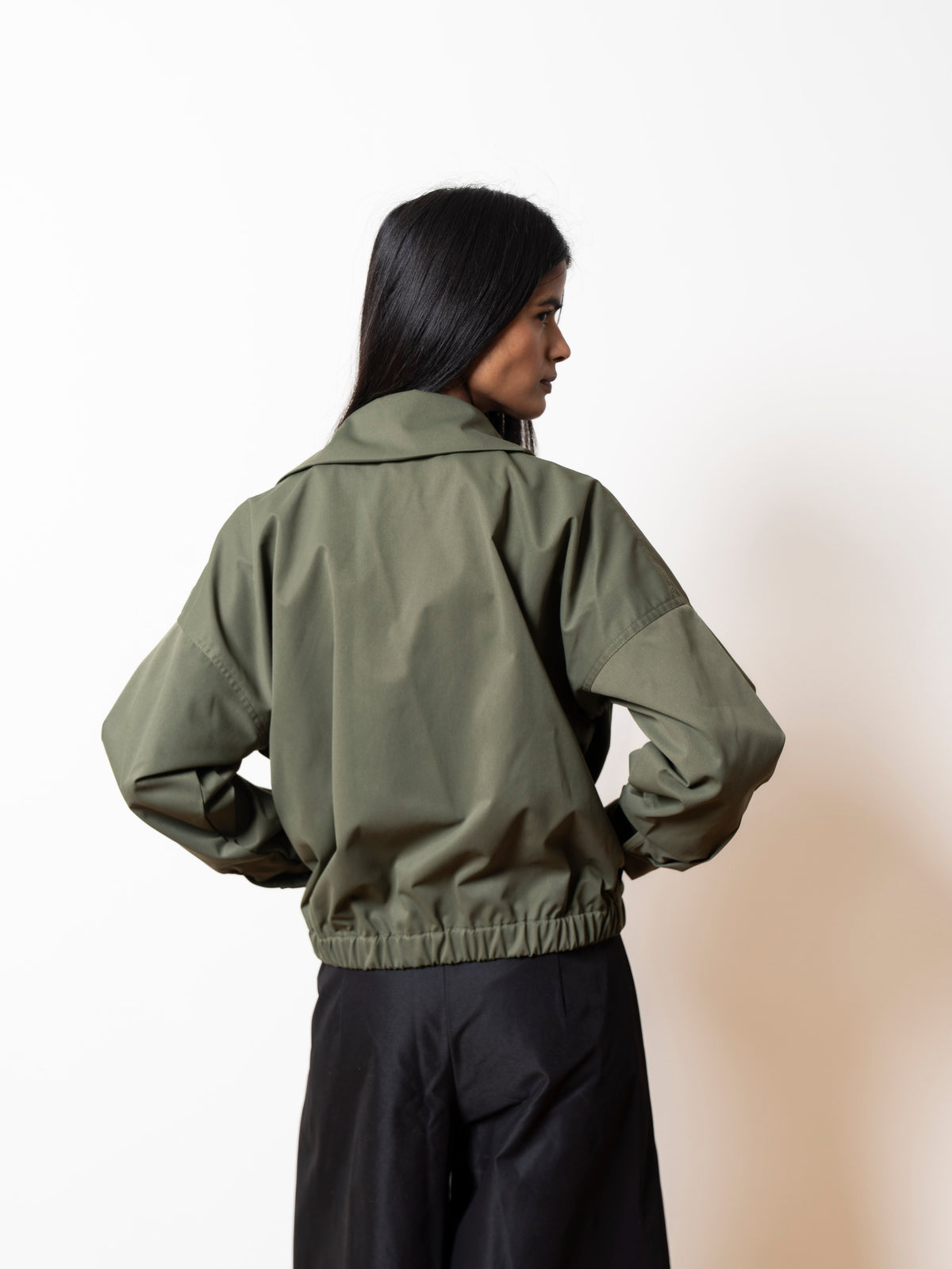 The Rebel Bomber Jacket in olive