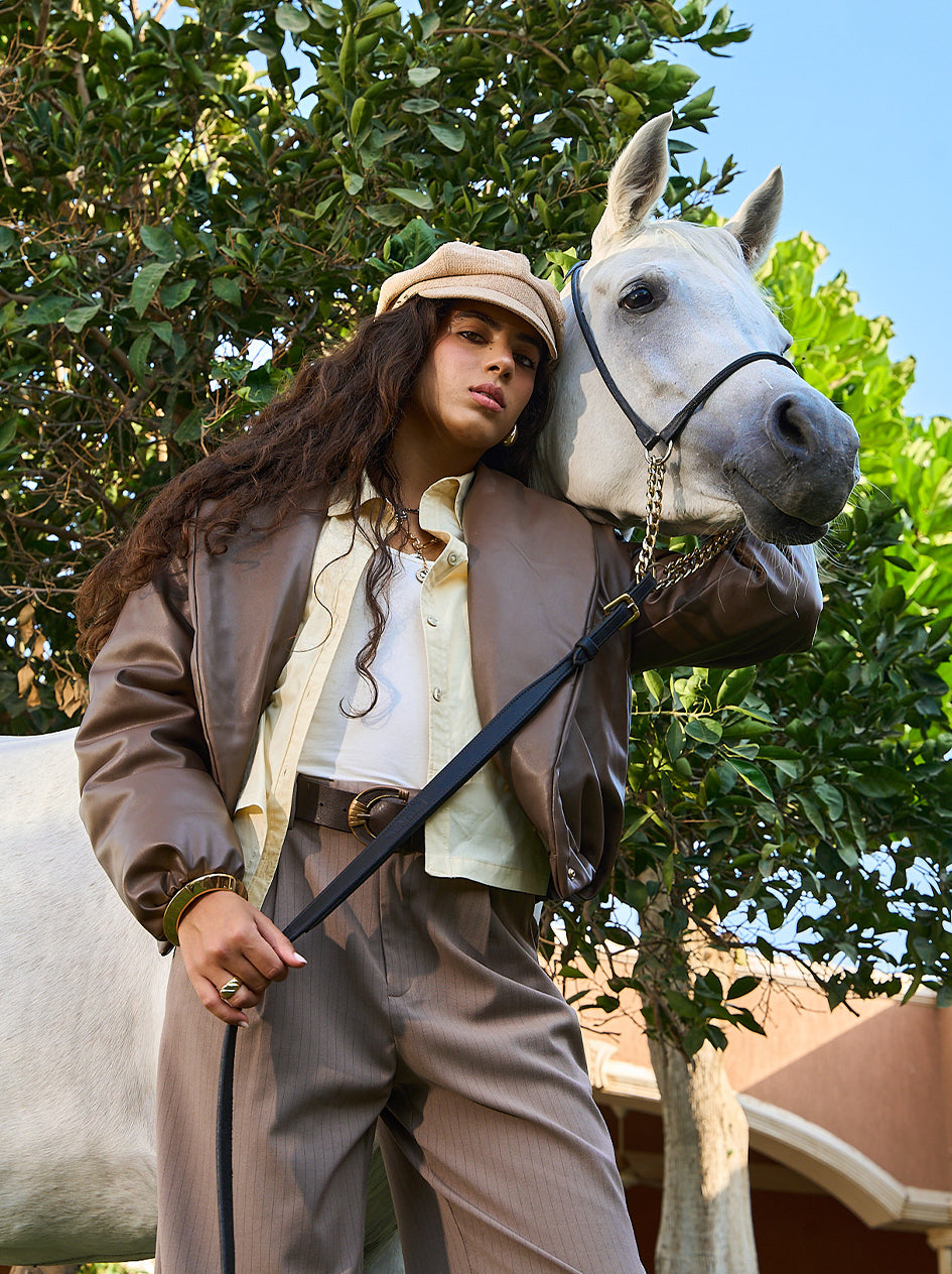 Her Armor leather Jacket - Camel