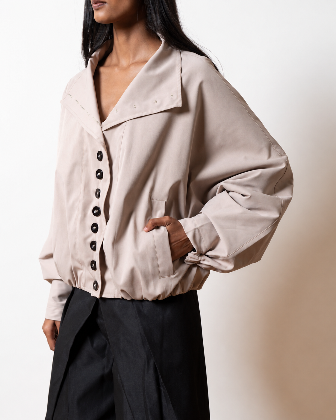 The Button Affair Jacket in Beige