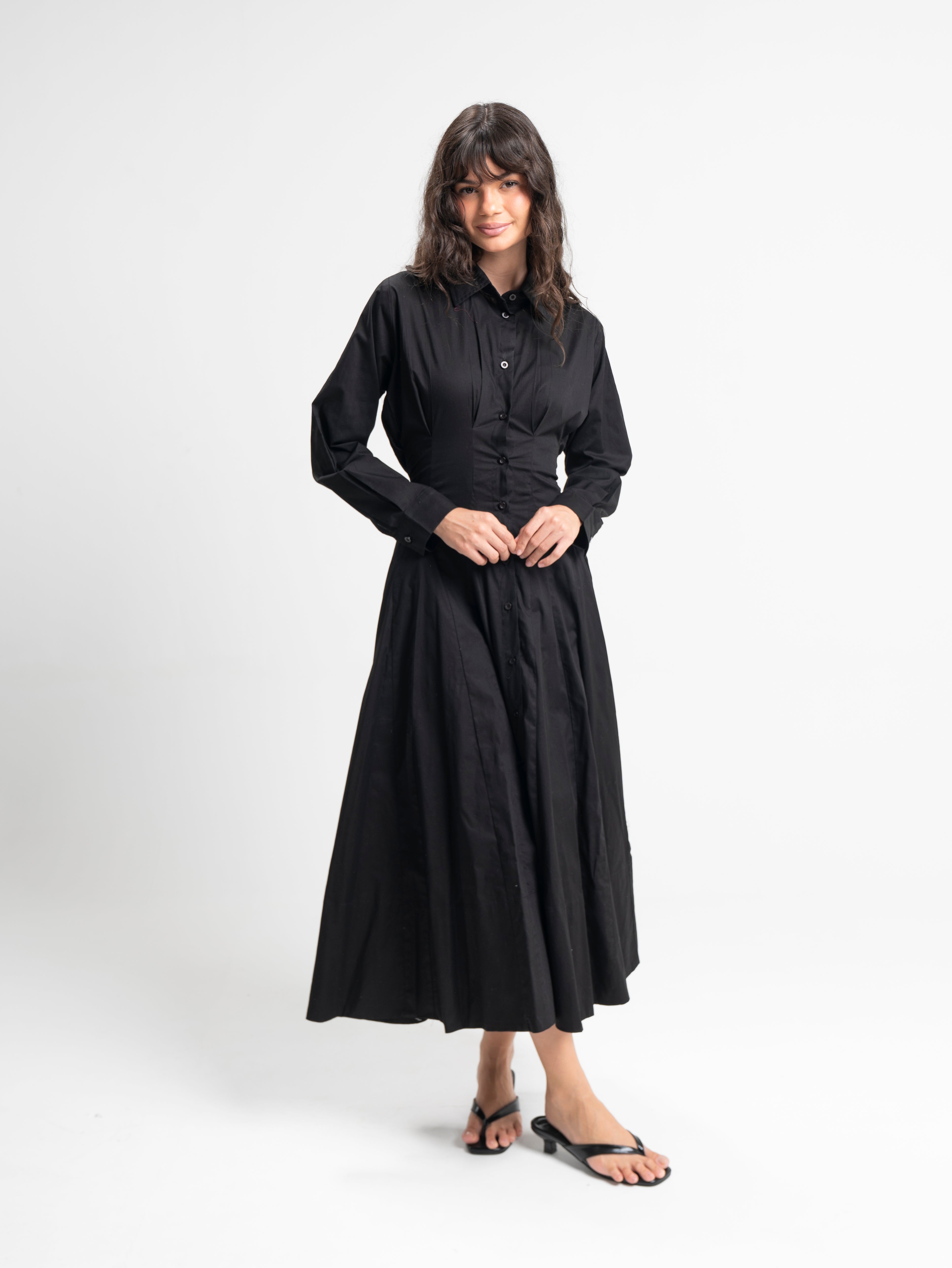 The Belle Poplin Dress in Black