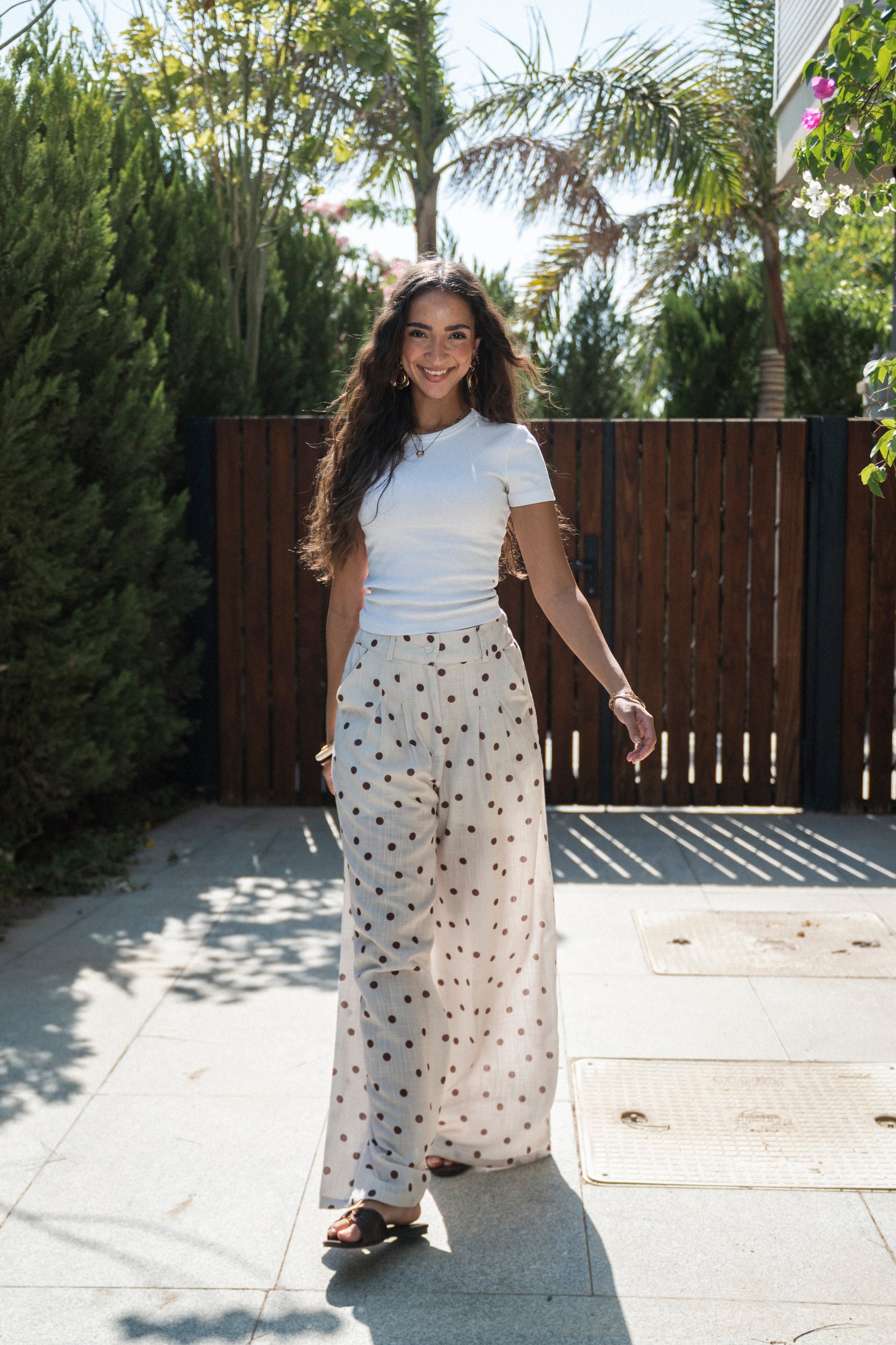 Polka Breeze Pants in Beige