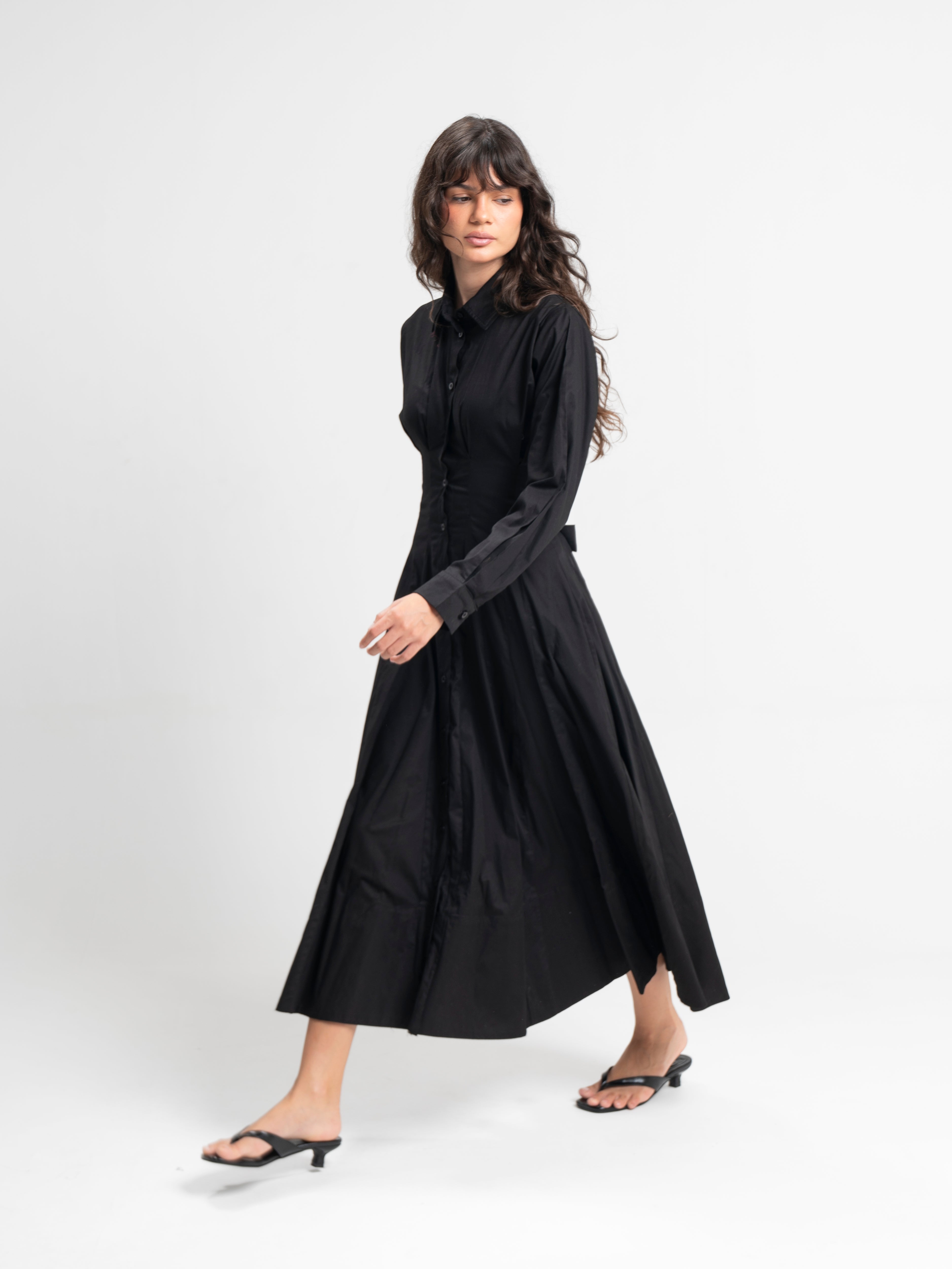 The Belle Poplin Dress in Black