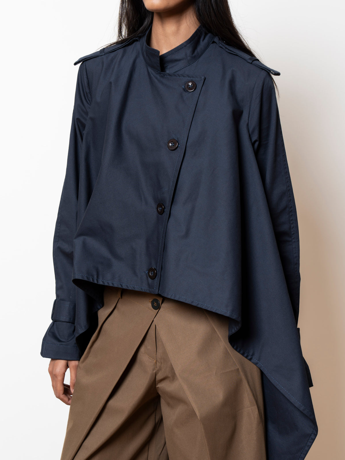 The Eclipse Coat in navy blue
