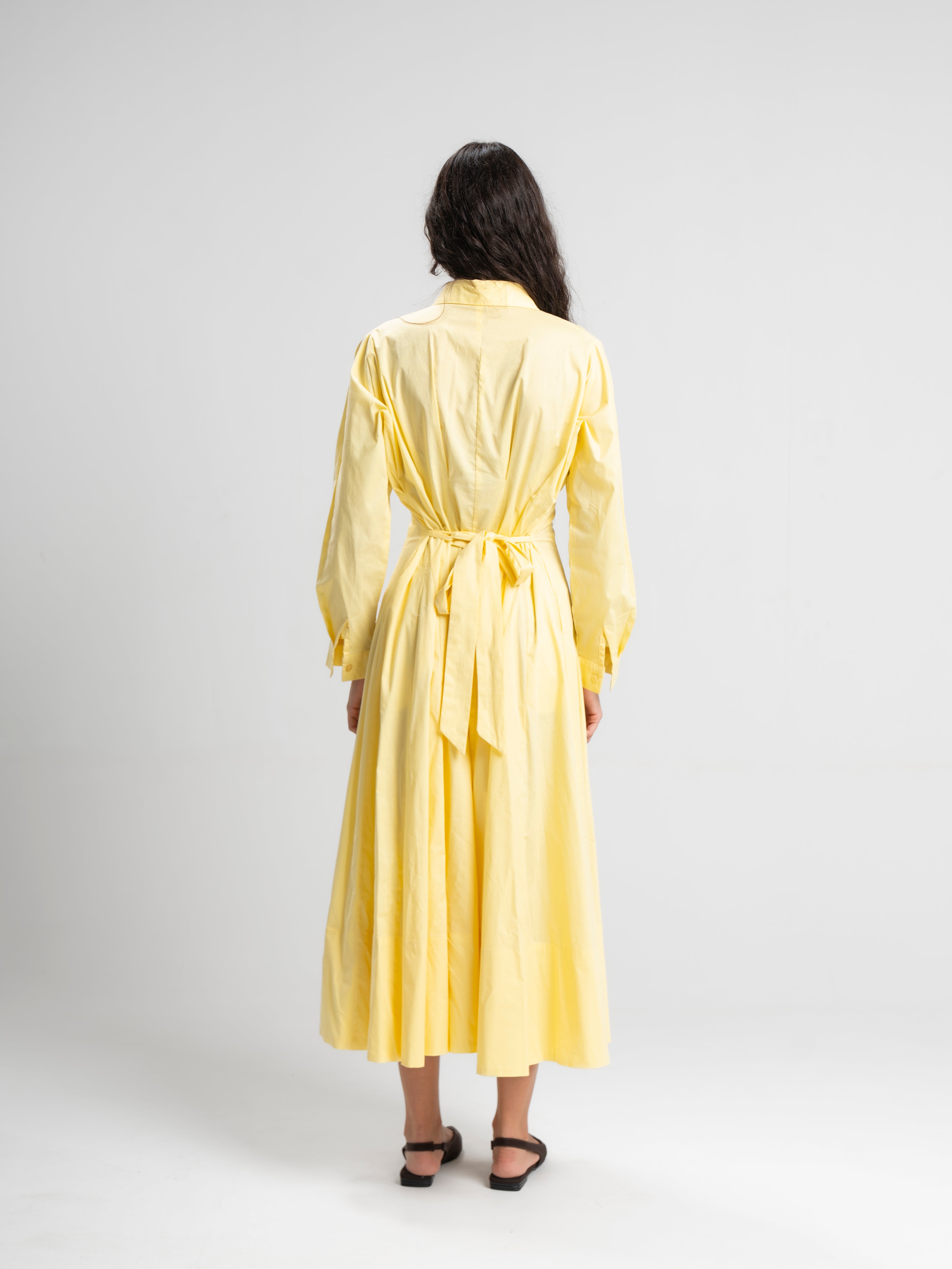 The Belle Poplin Dress in yellow