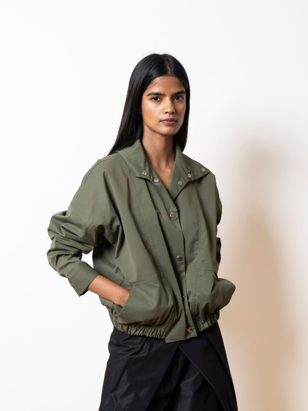 The Rebel Bomber Jacket in olive