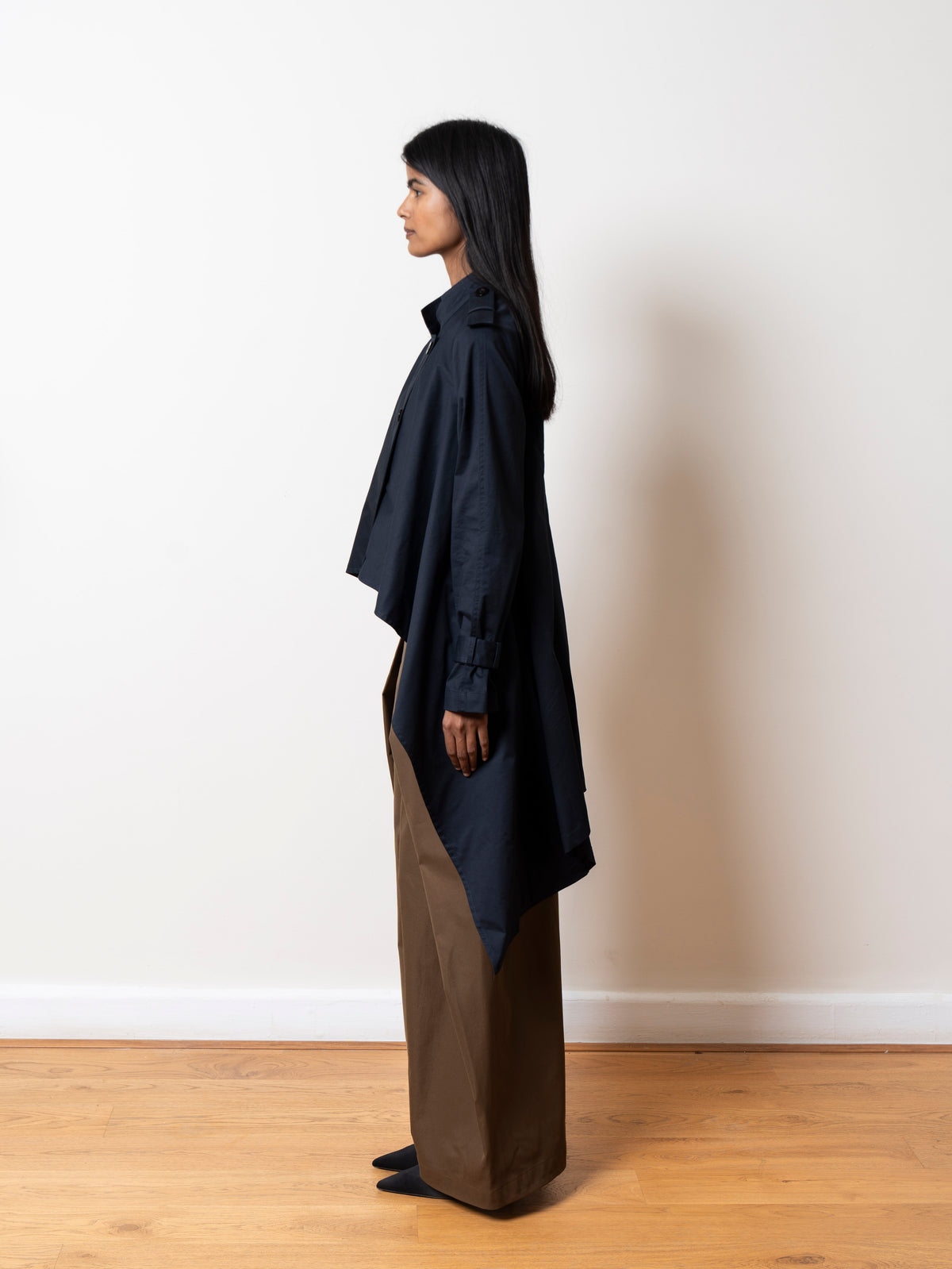 The Eclipse Coat in navy blue