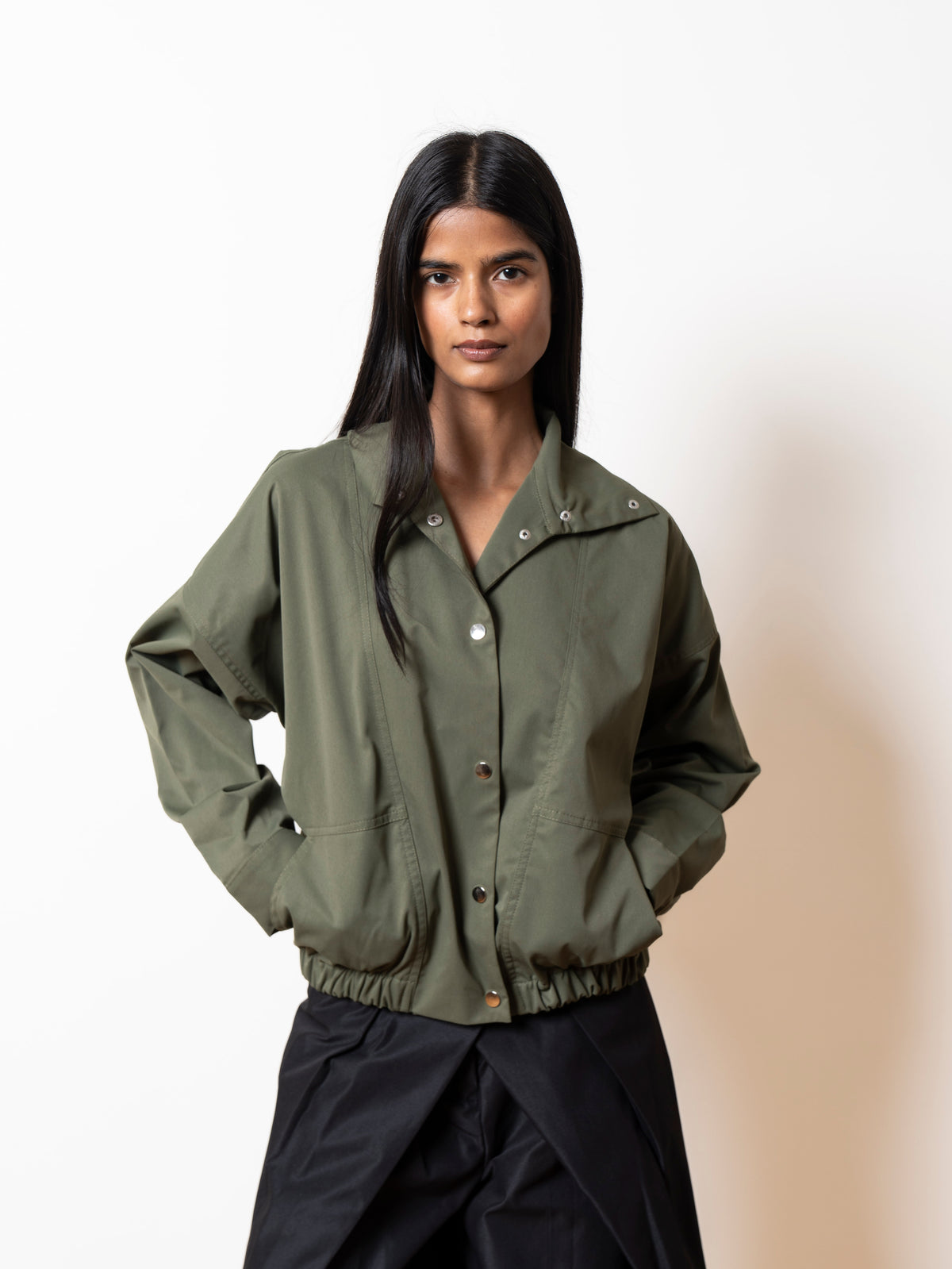The Rebel Bomber Jacket in olive