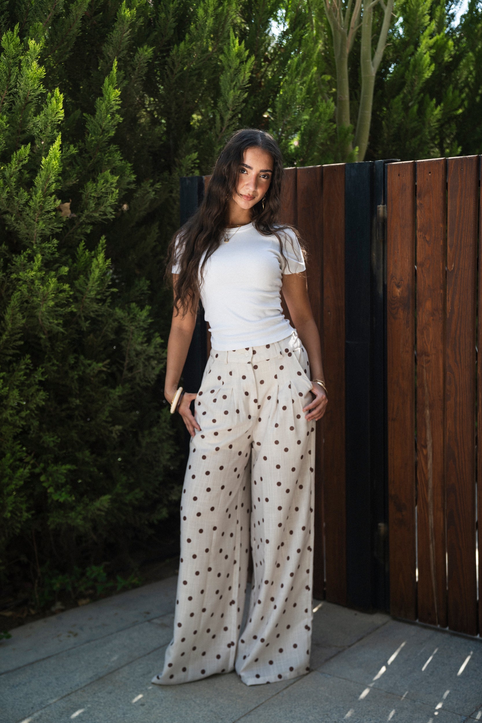 Polka Breeze Pants in Beige