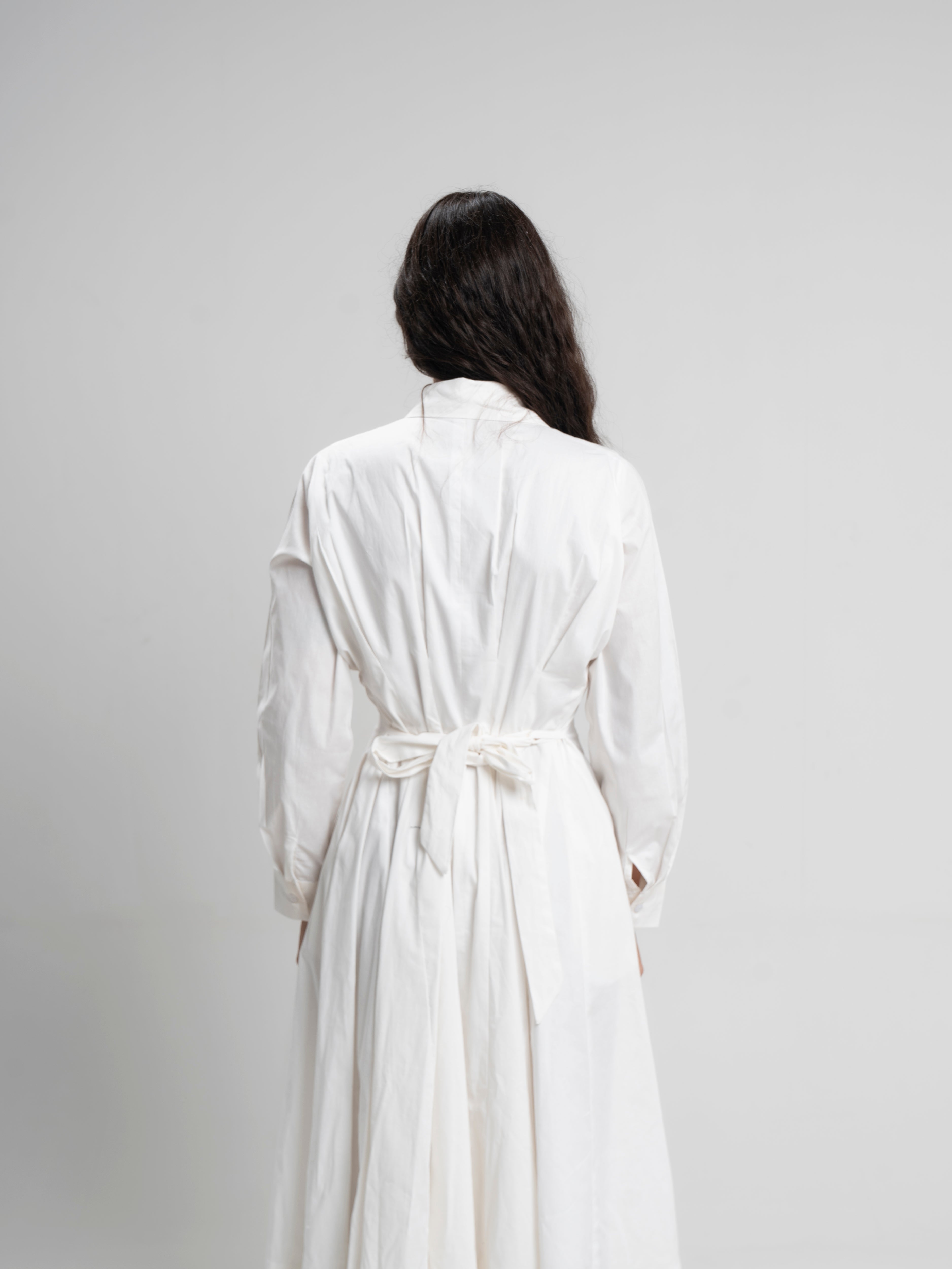 The Belle Poplin Dress in White