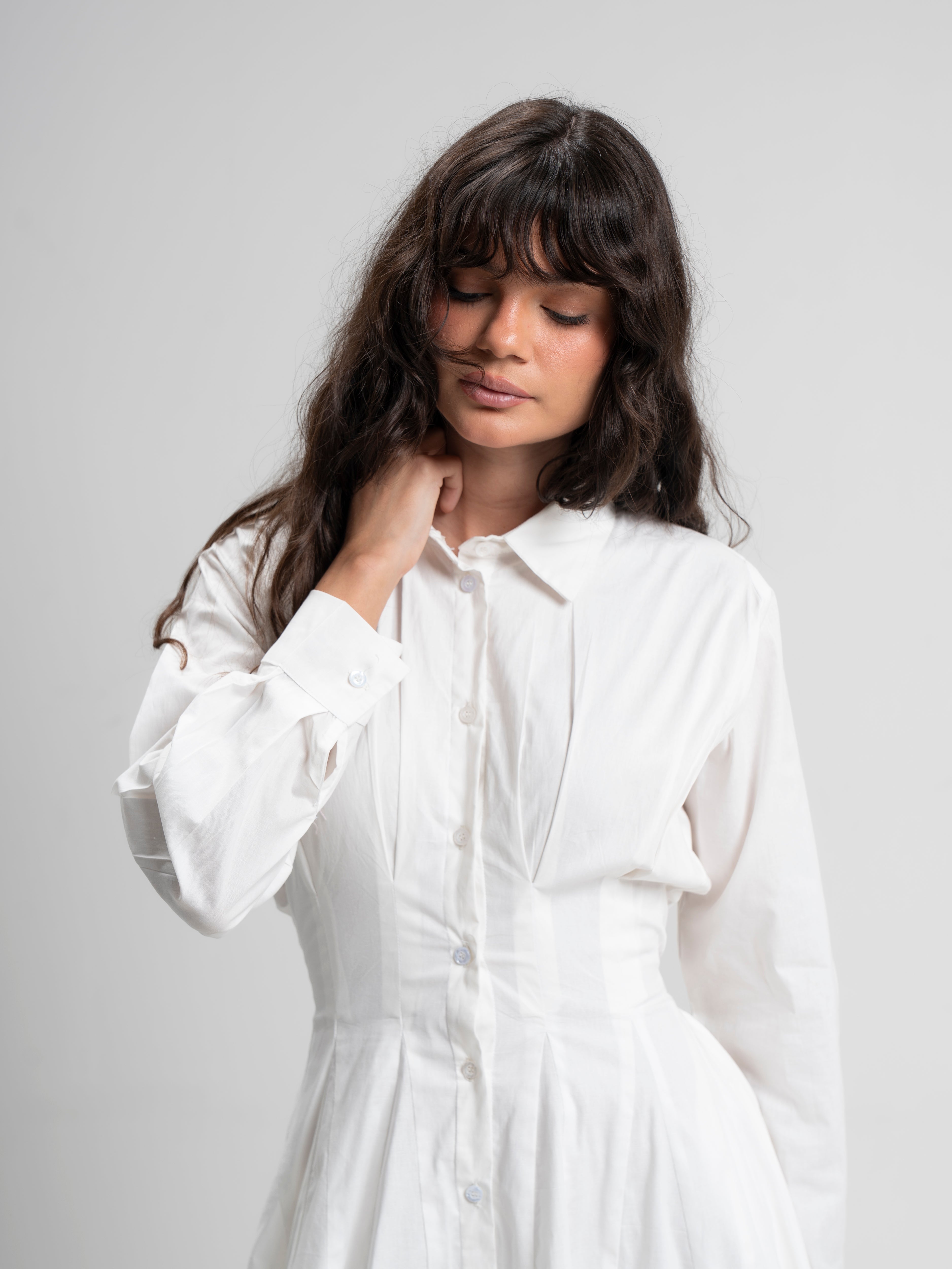 The Belle Poplin Dress in White