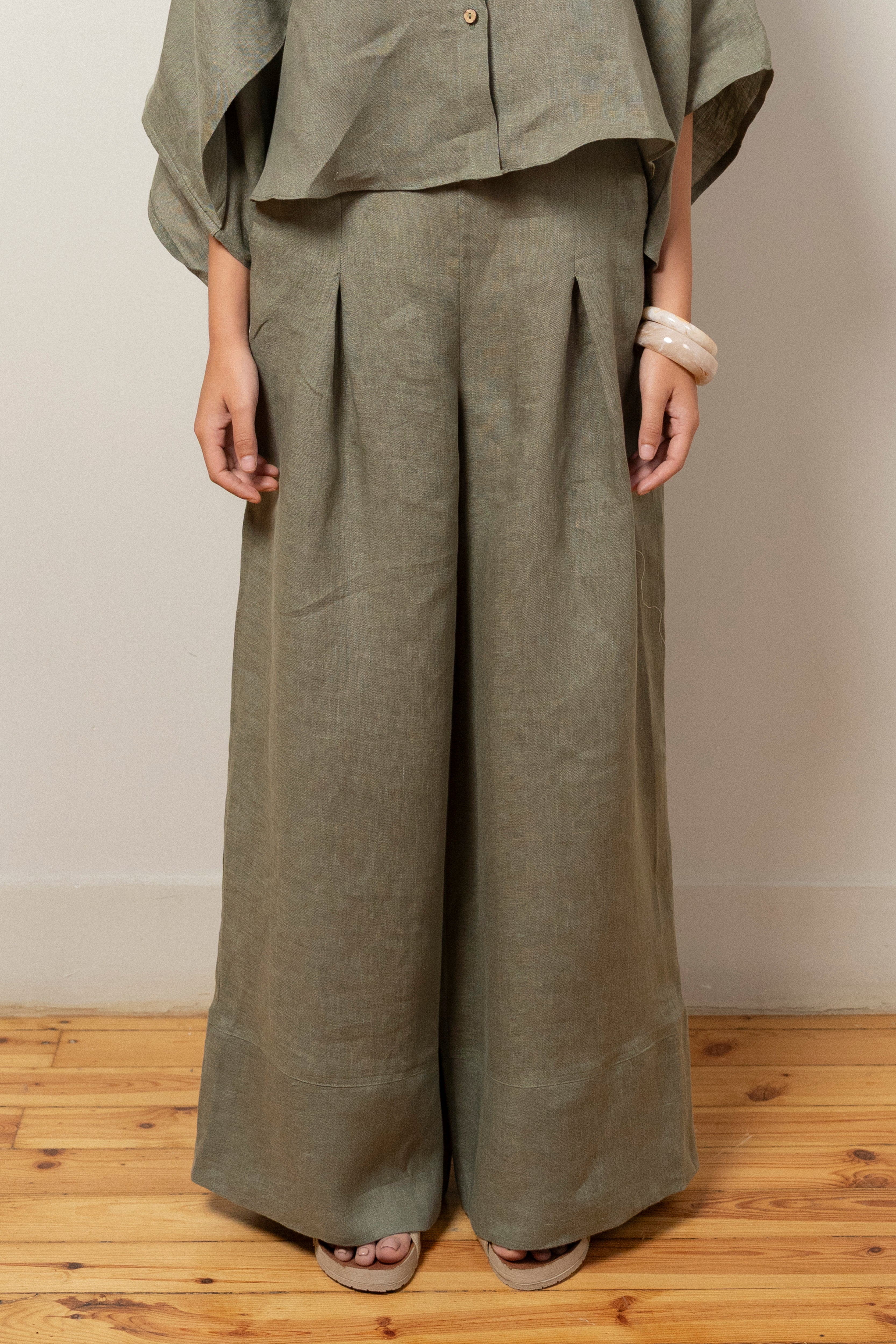 Olive linen pants