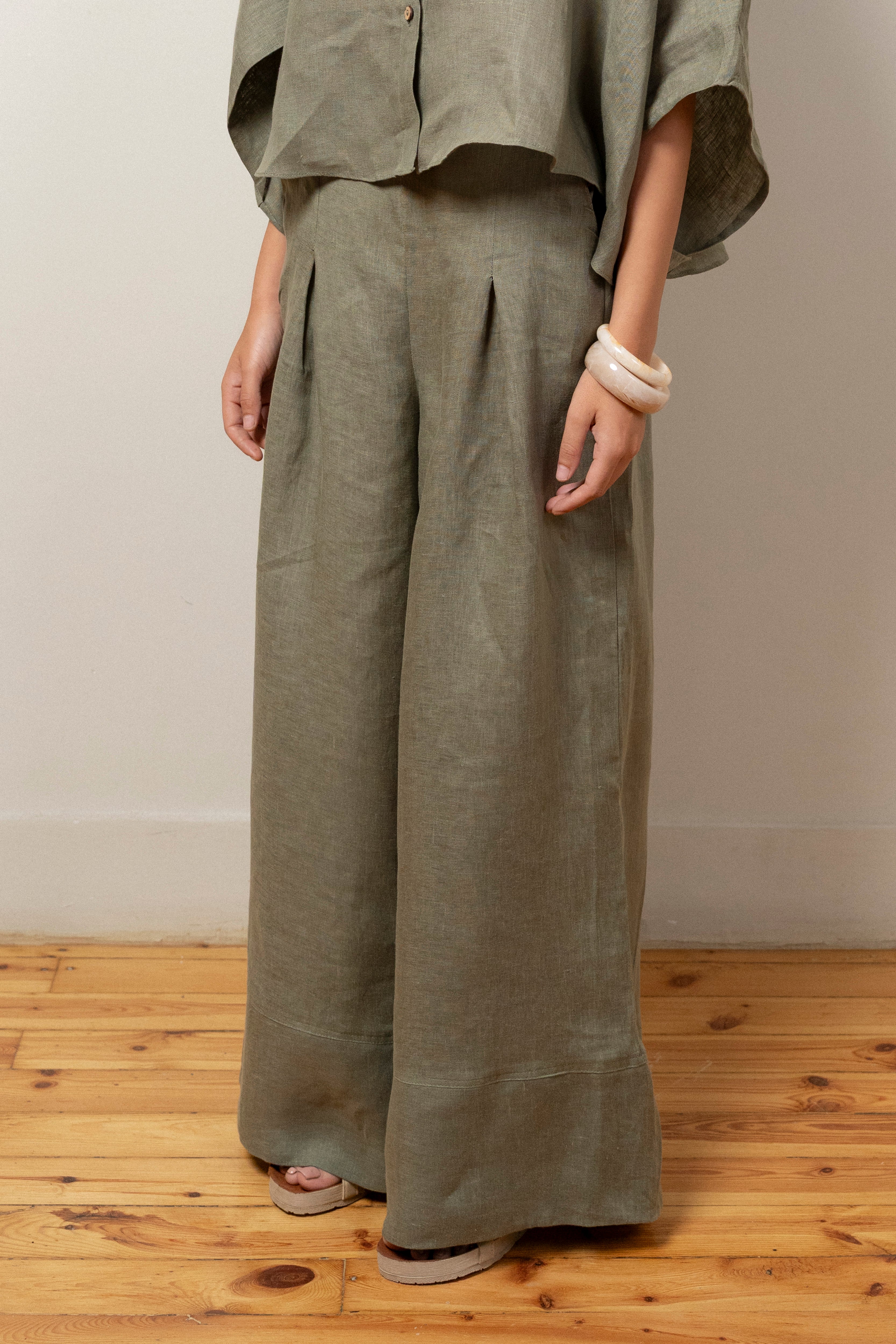 Olive linen pants