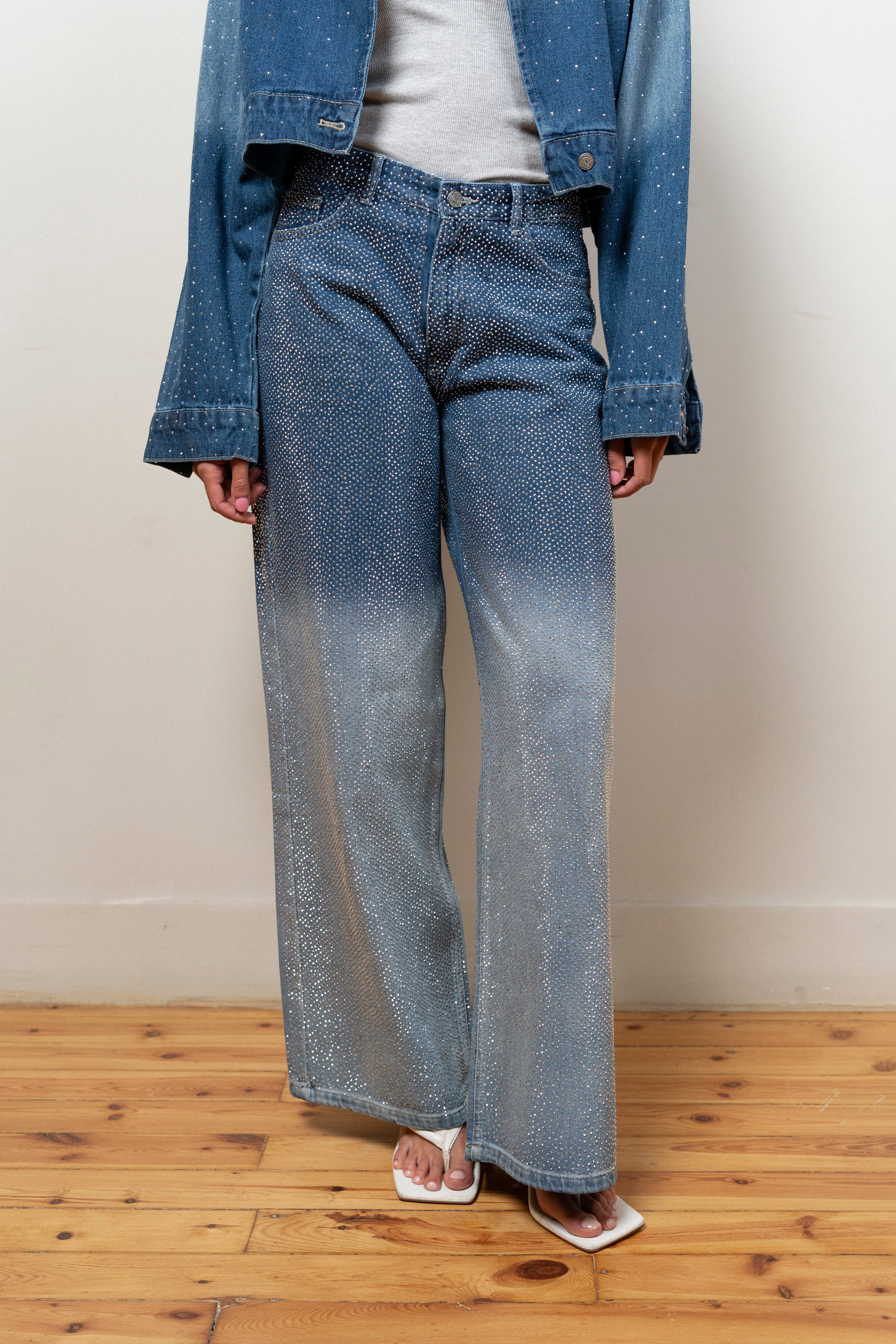 Denim Pants with Studs