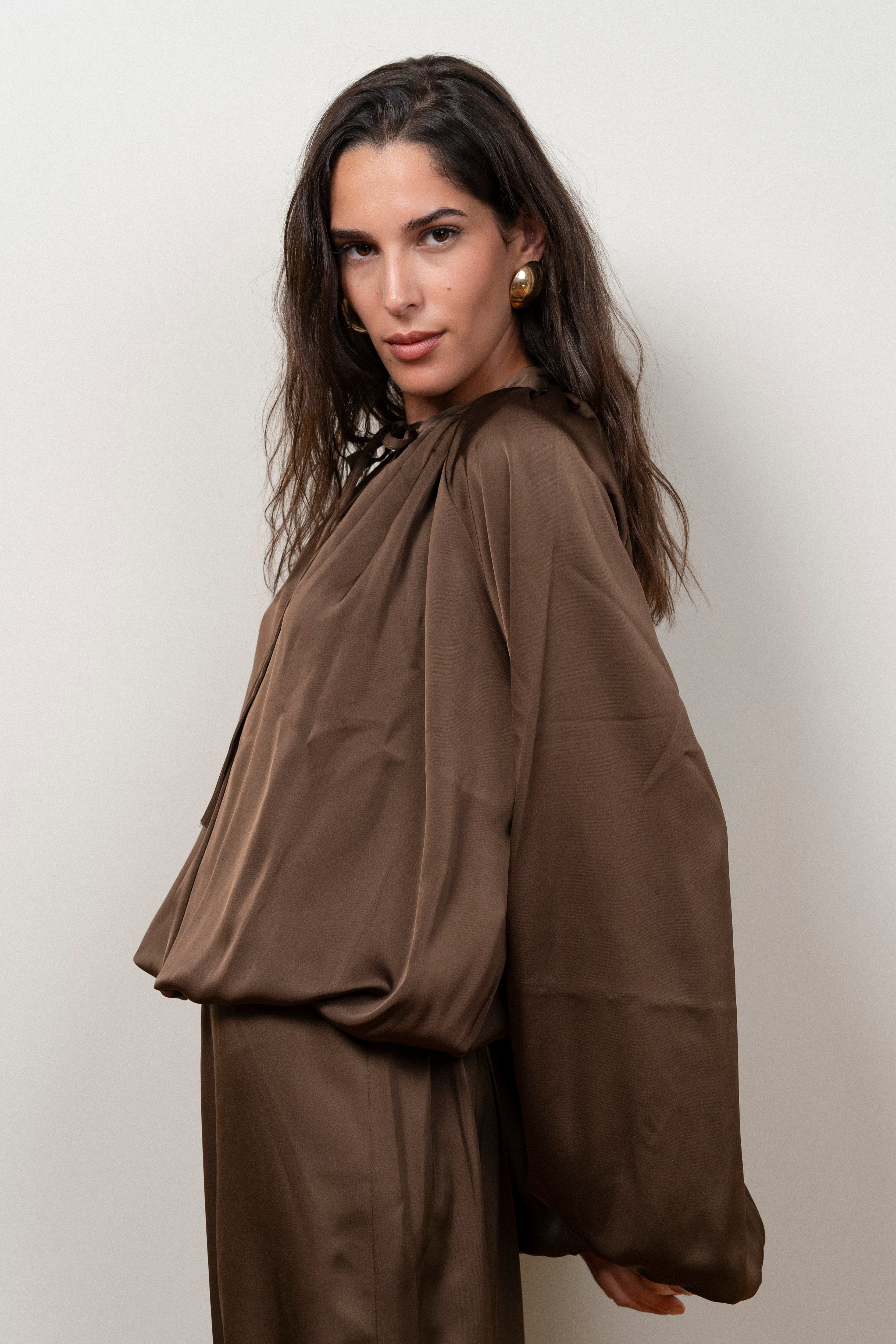 Midnight Muse Satin Set in Brown