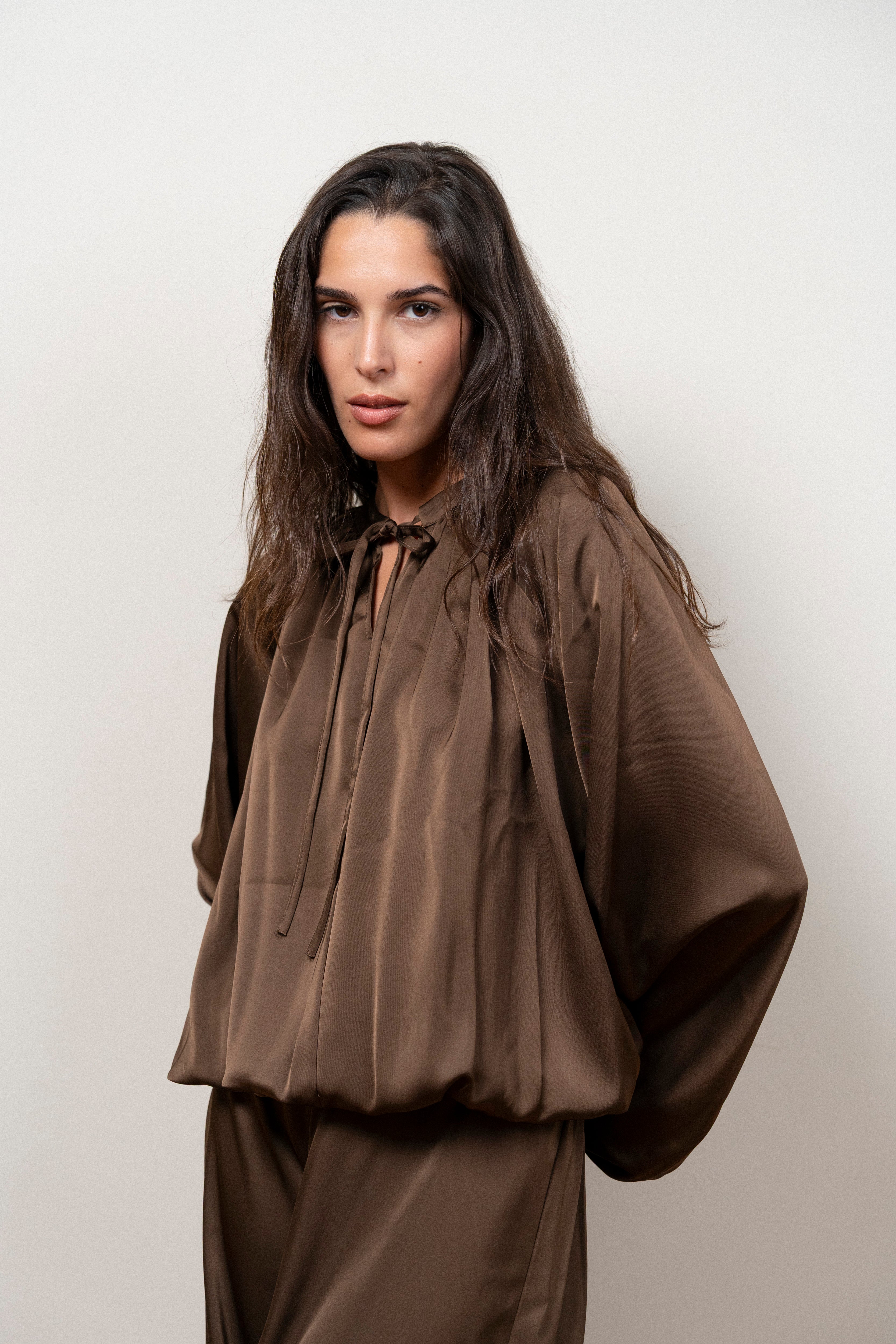 Midnight Muse Satin Set in Brown