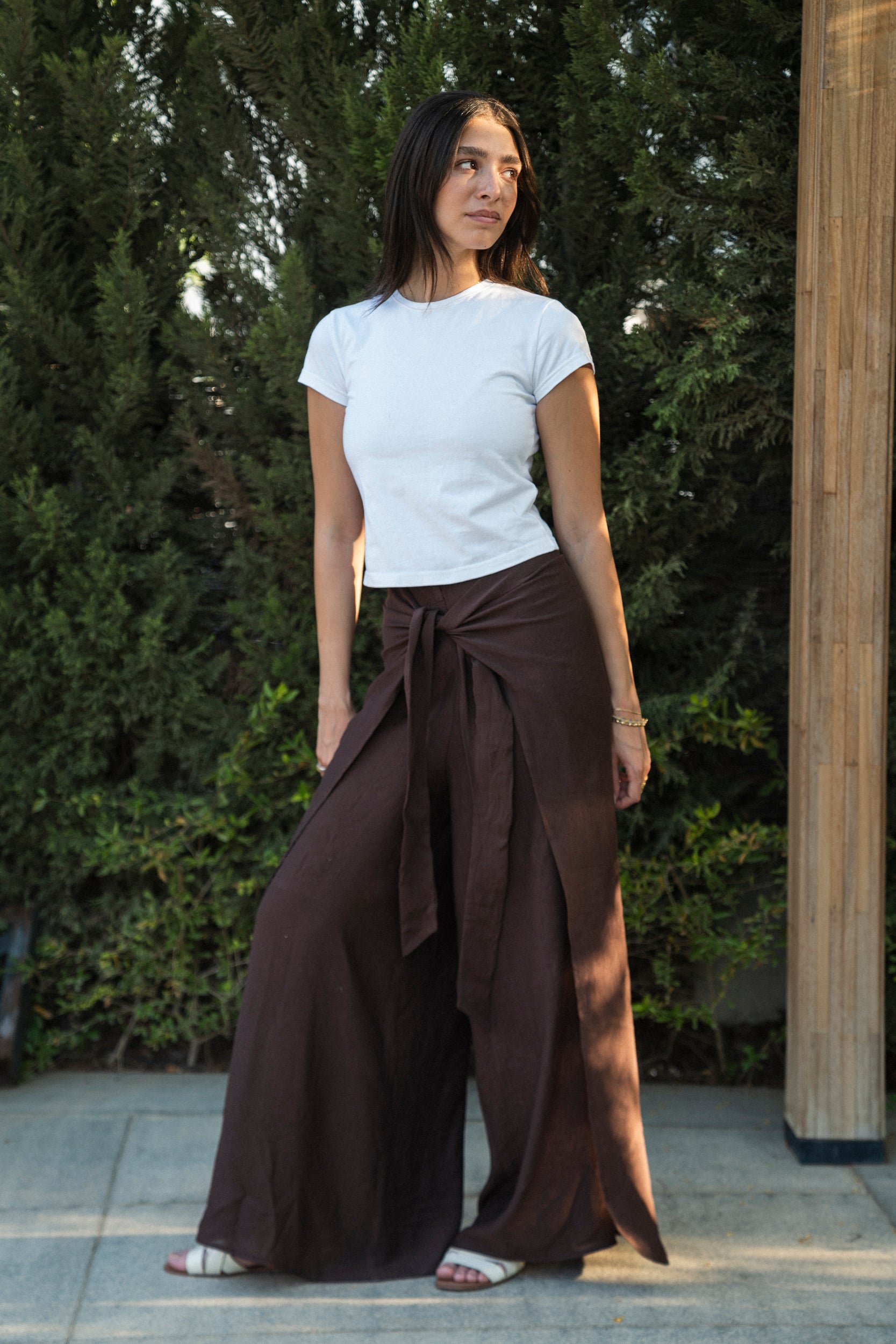 Tide Wrap Pants in Brown