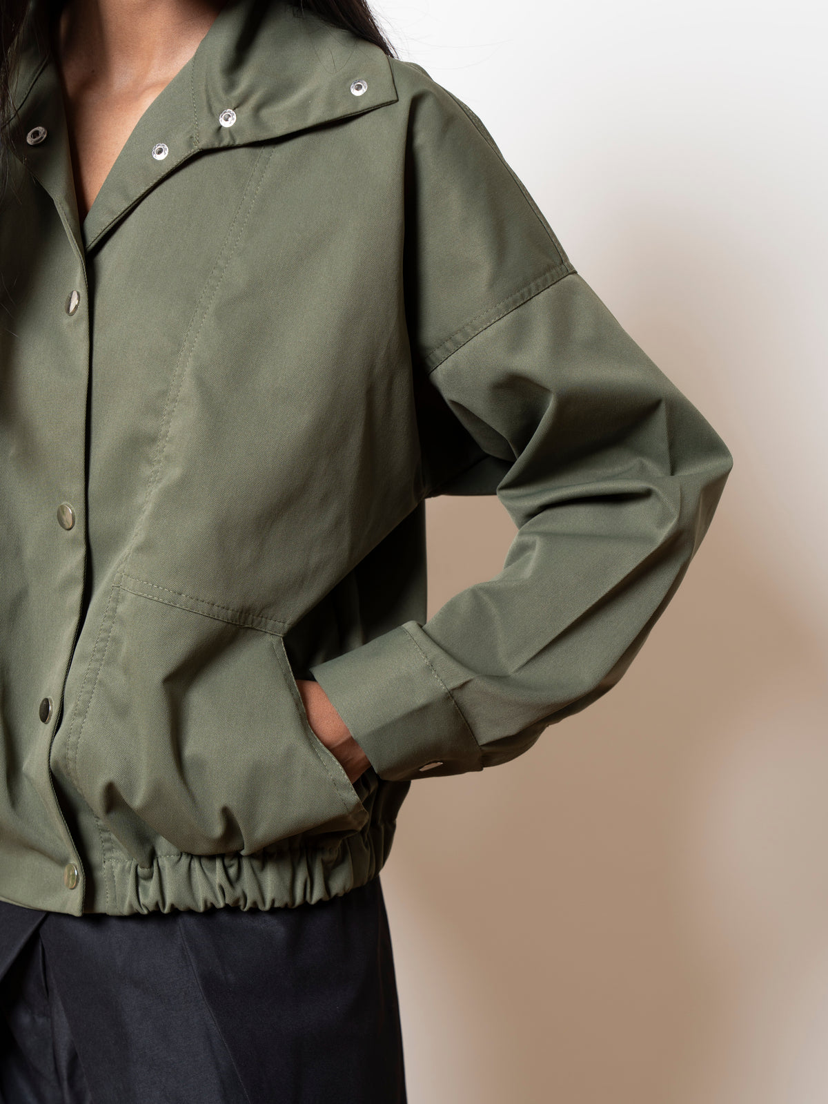The Rebel Bomber Jacket in olive