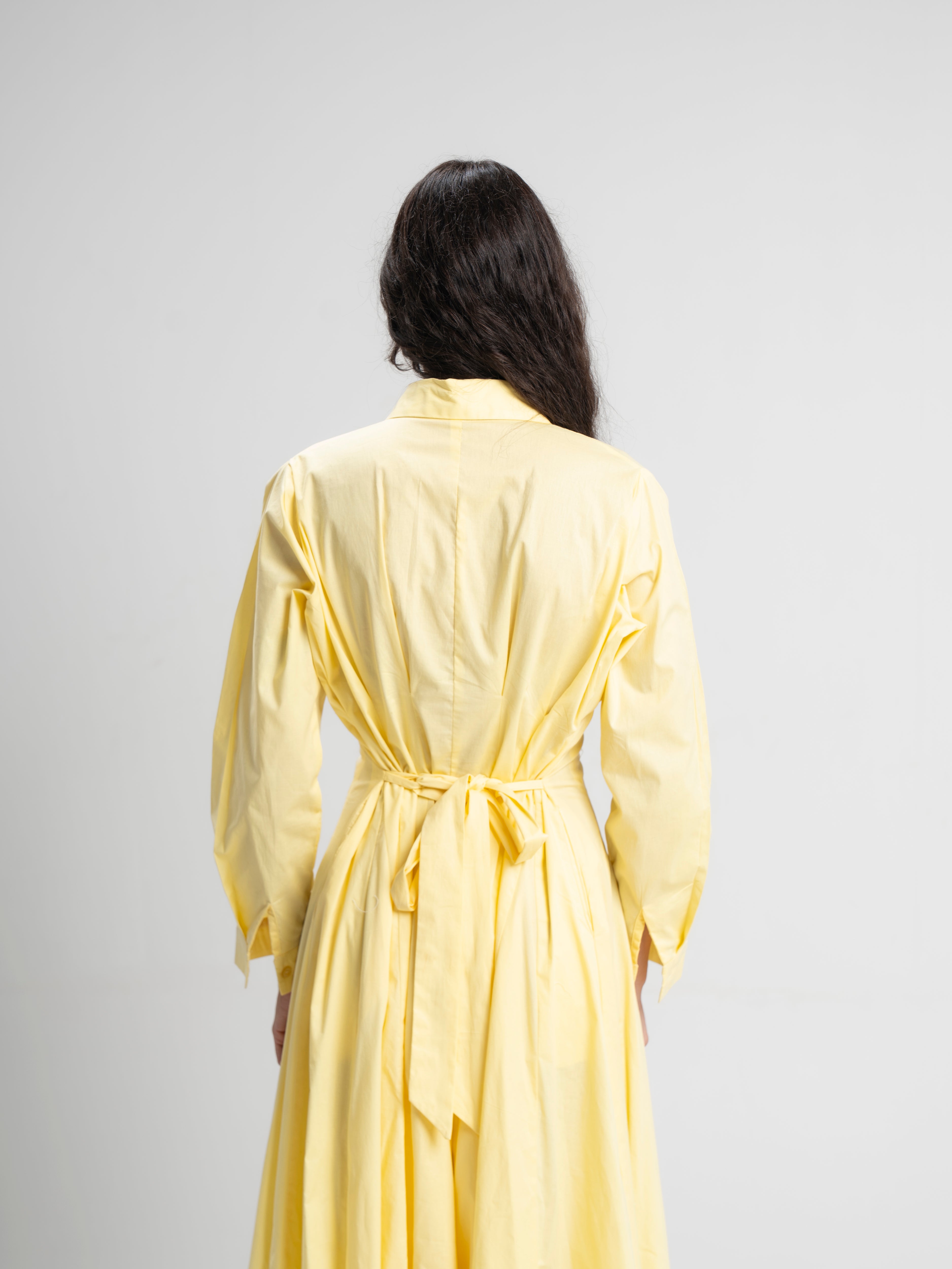 The Belle Poplin Dress in yellow