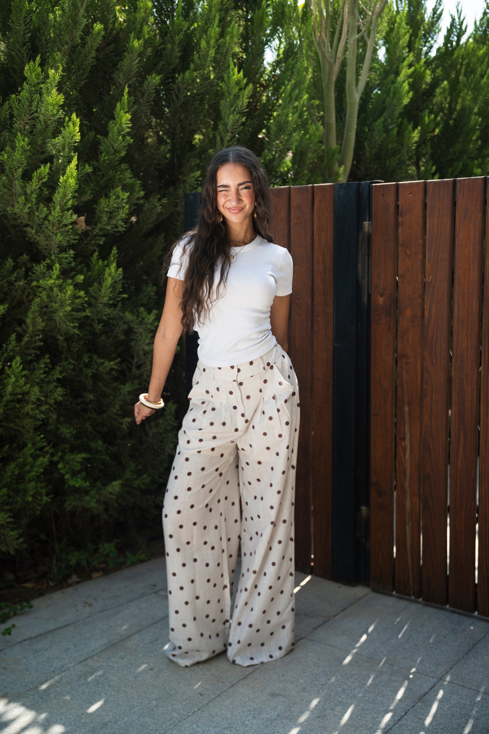 Polka Breeze Pants in Beige