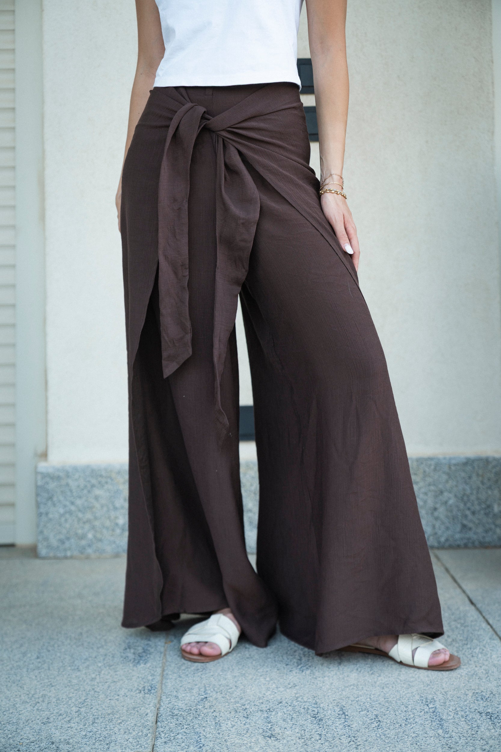 Tide Wrap Pants in Brown