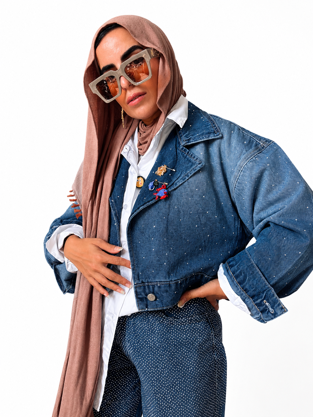 2 in 1 Full Denim with Studs