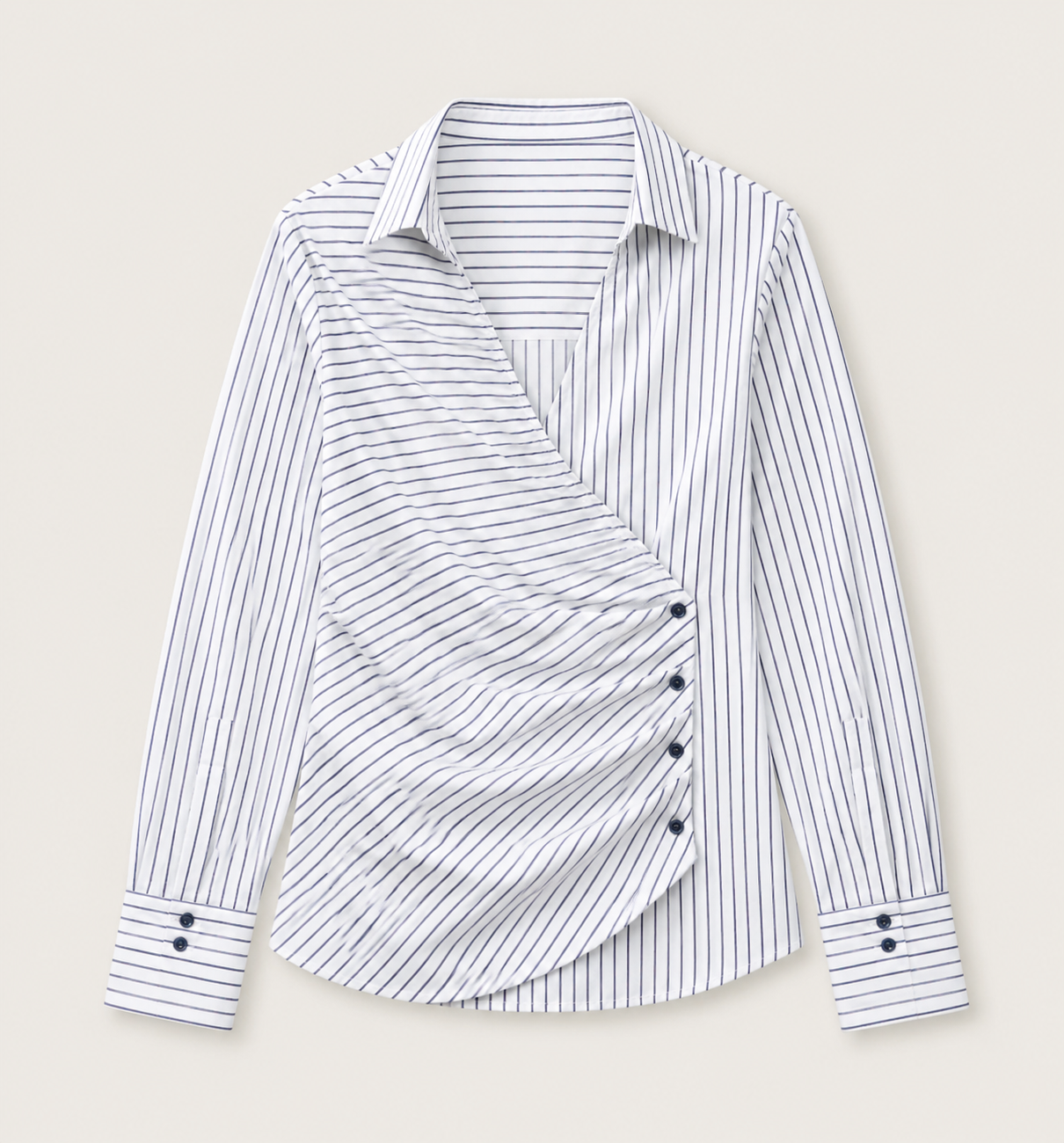 The Tide Drape White x navy blue shirt